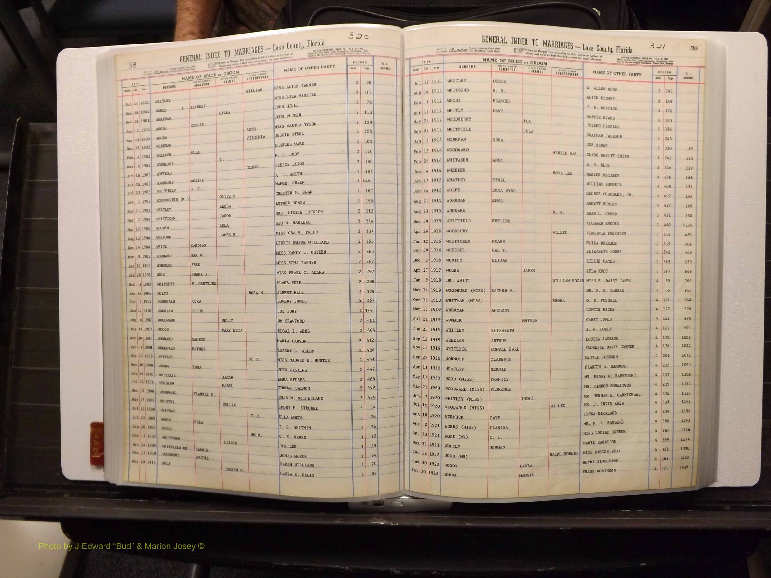 Lake Co, FL Marriage Index T-Z, 1889-1986 (168).JPG