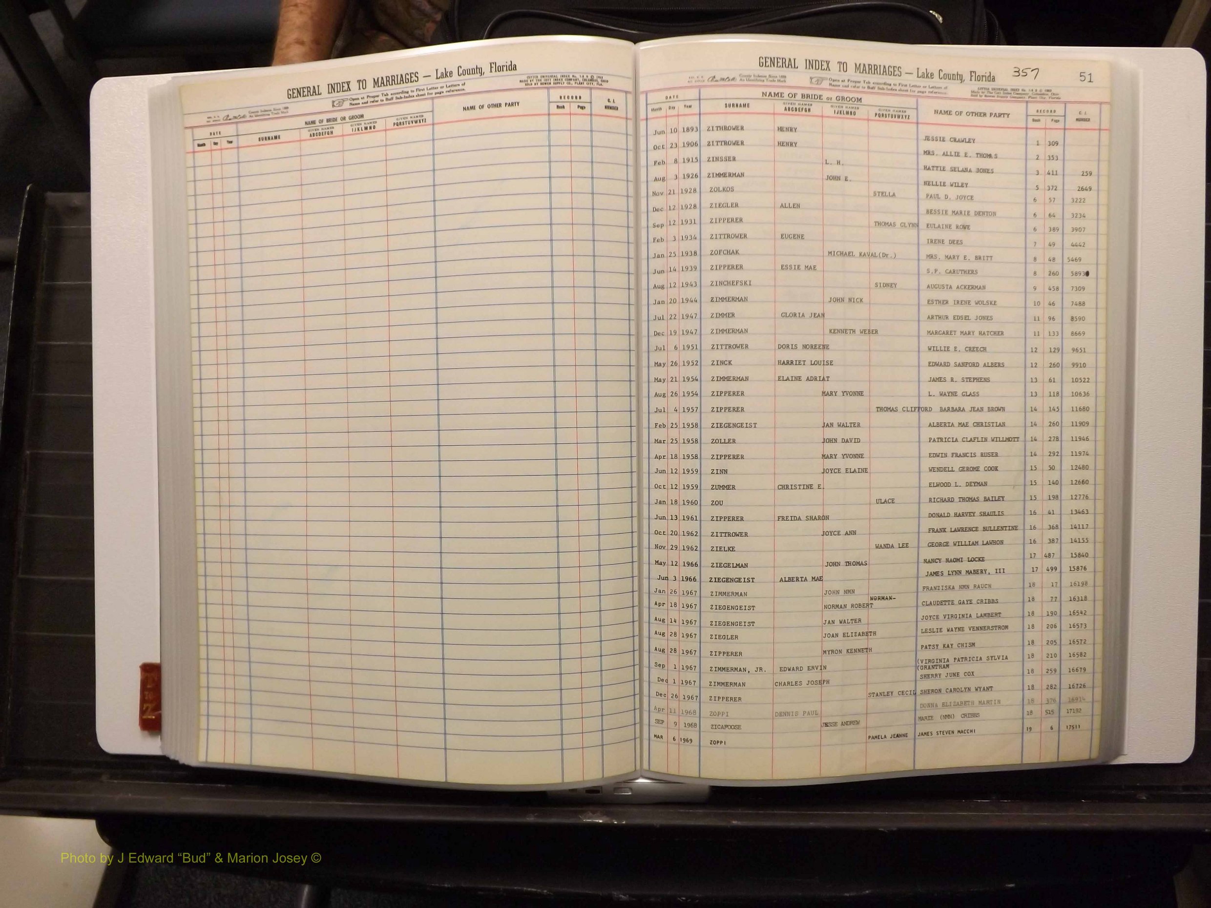 Lake Co, FL Marriage Index T-Z, 1889-1986 (187).JPG