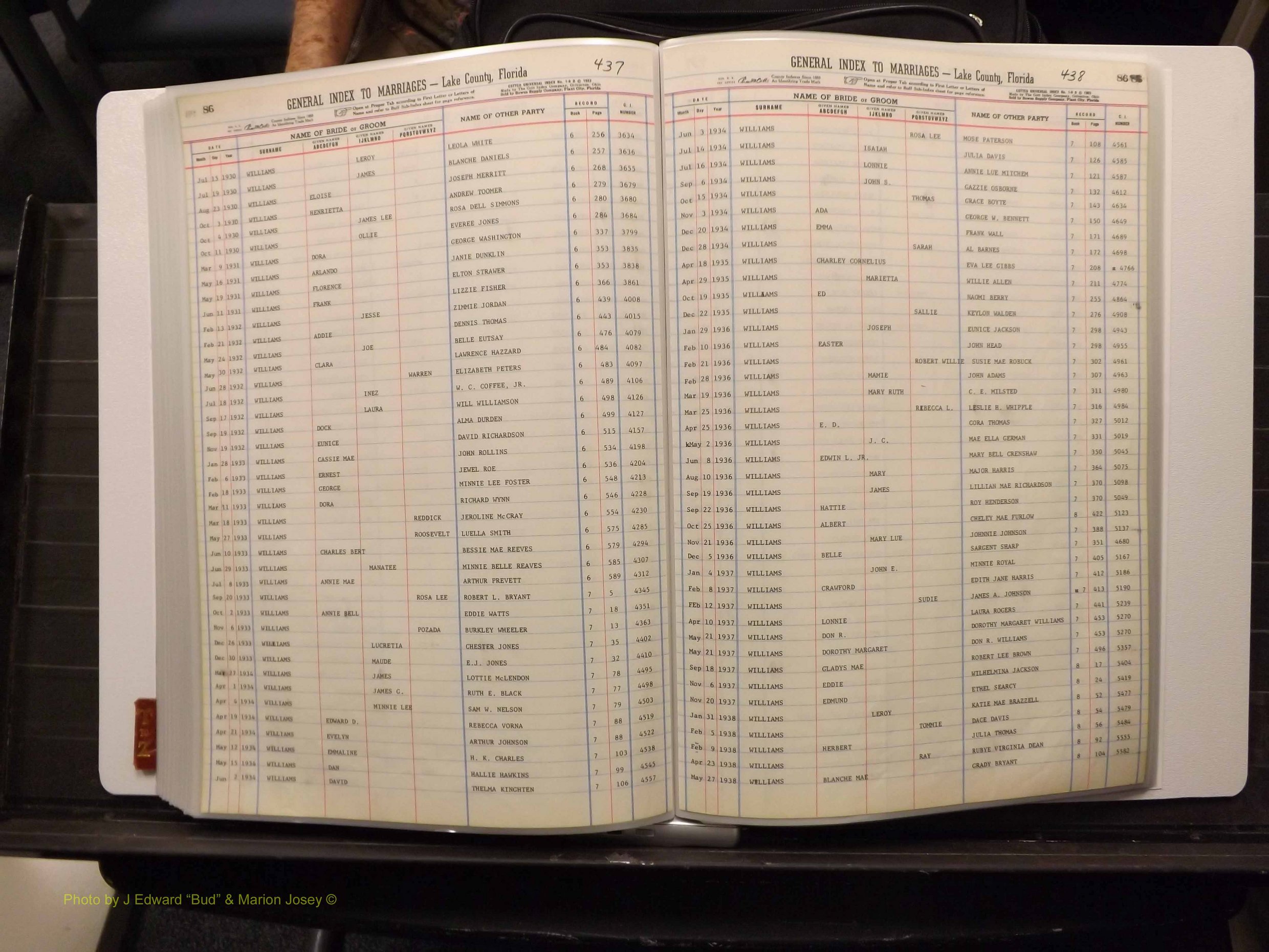 Lake Co, FL Marriage Index T-Z, 1889-1986 (231).JPG