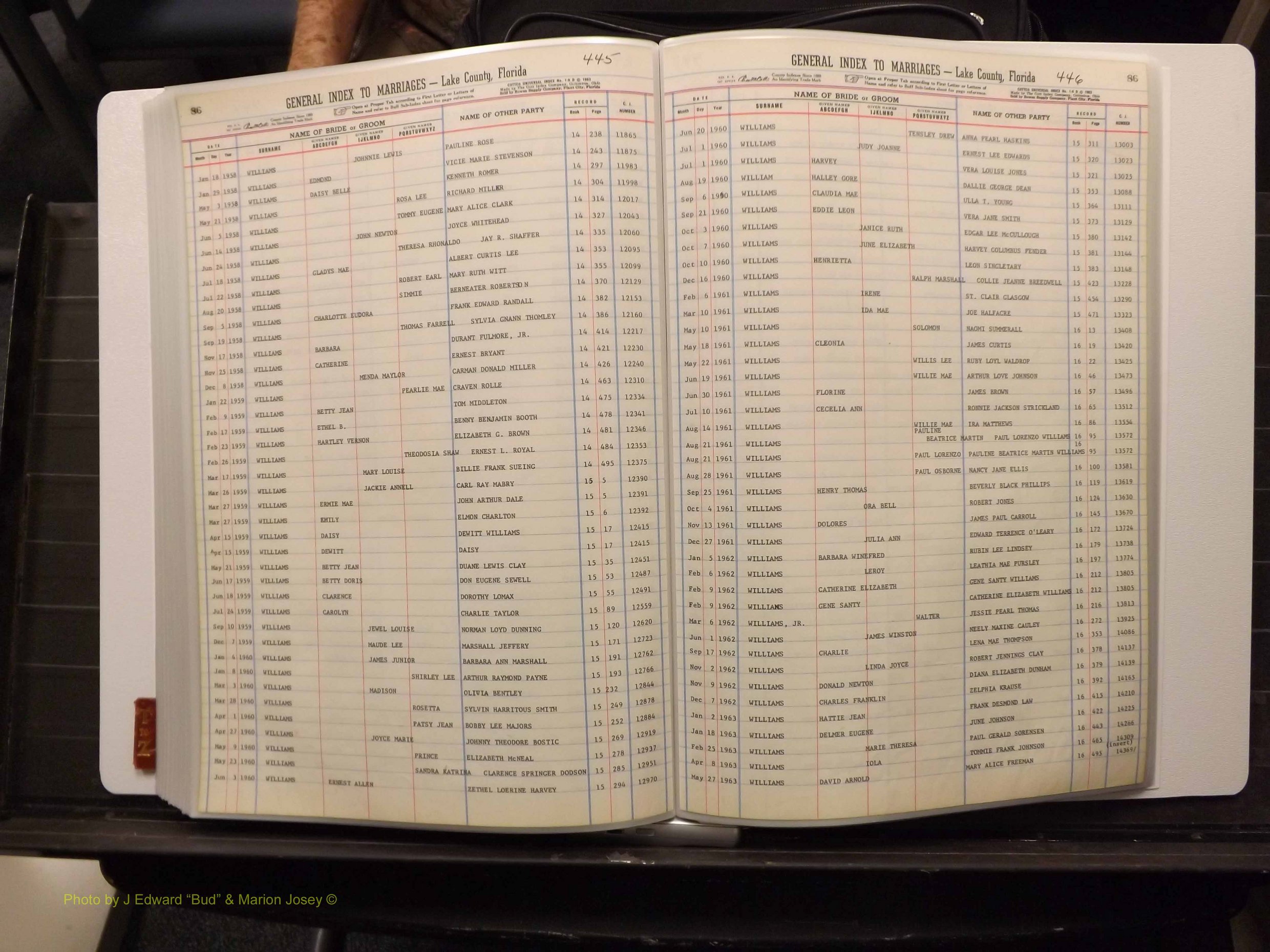Lake Co, FL Marriage Index T-Z, 1889-1986 (235).JPG