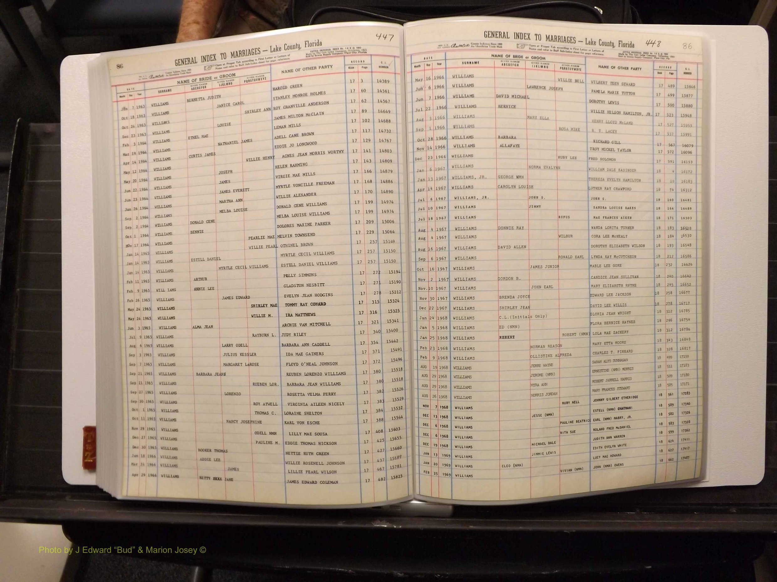 Lake Co, FL Marriage Index T-Z, 1889-1986 (236).JPG