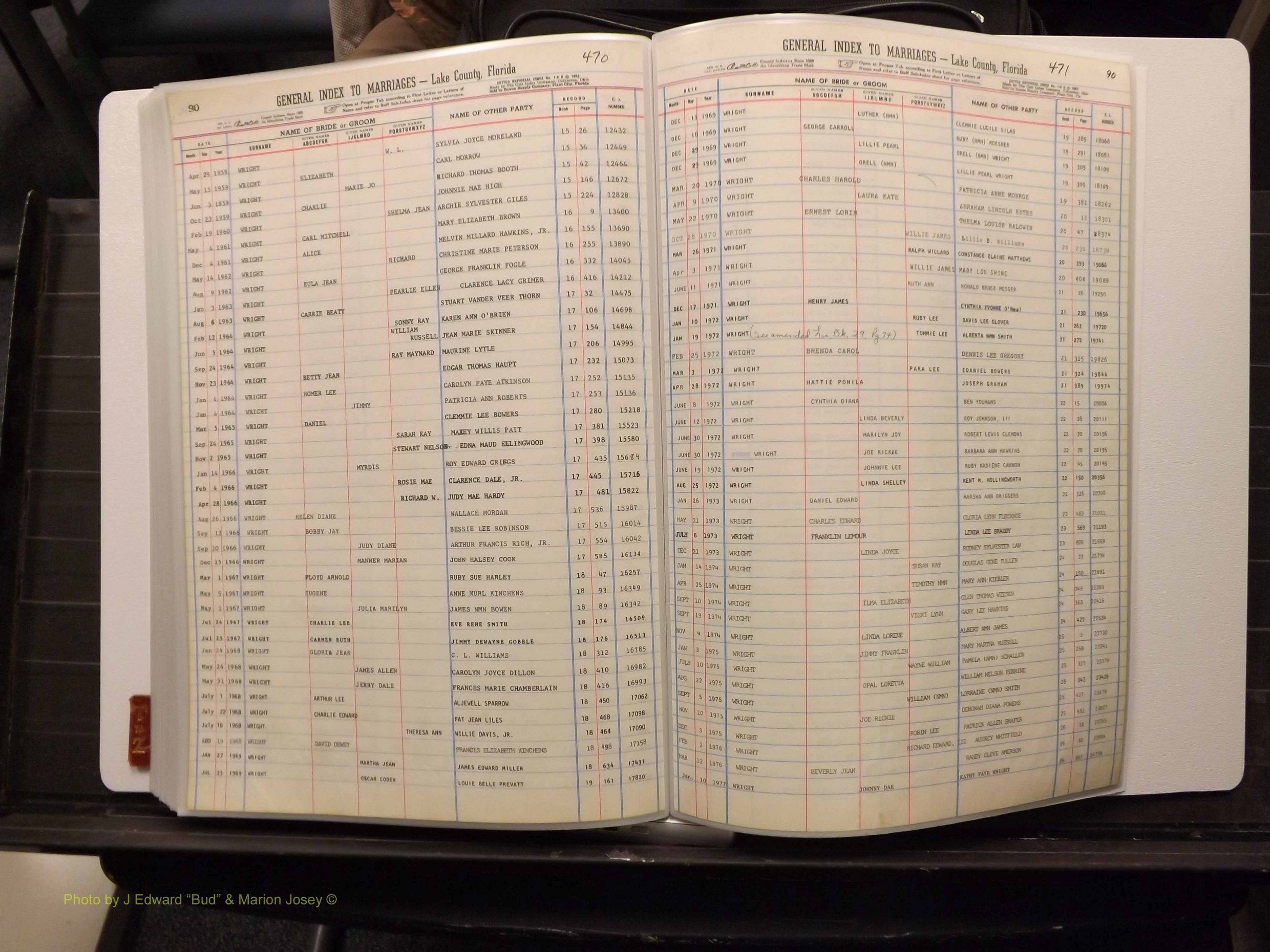 Lake Co, FL Marriage Index T-Z, 1889-1986 (248).JPG