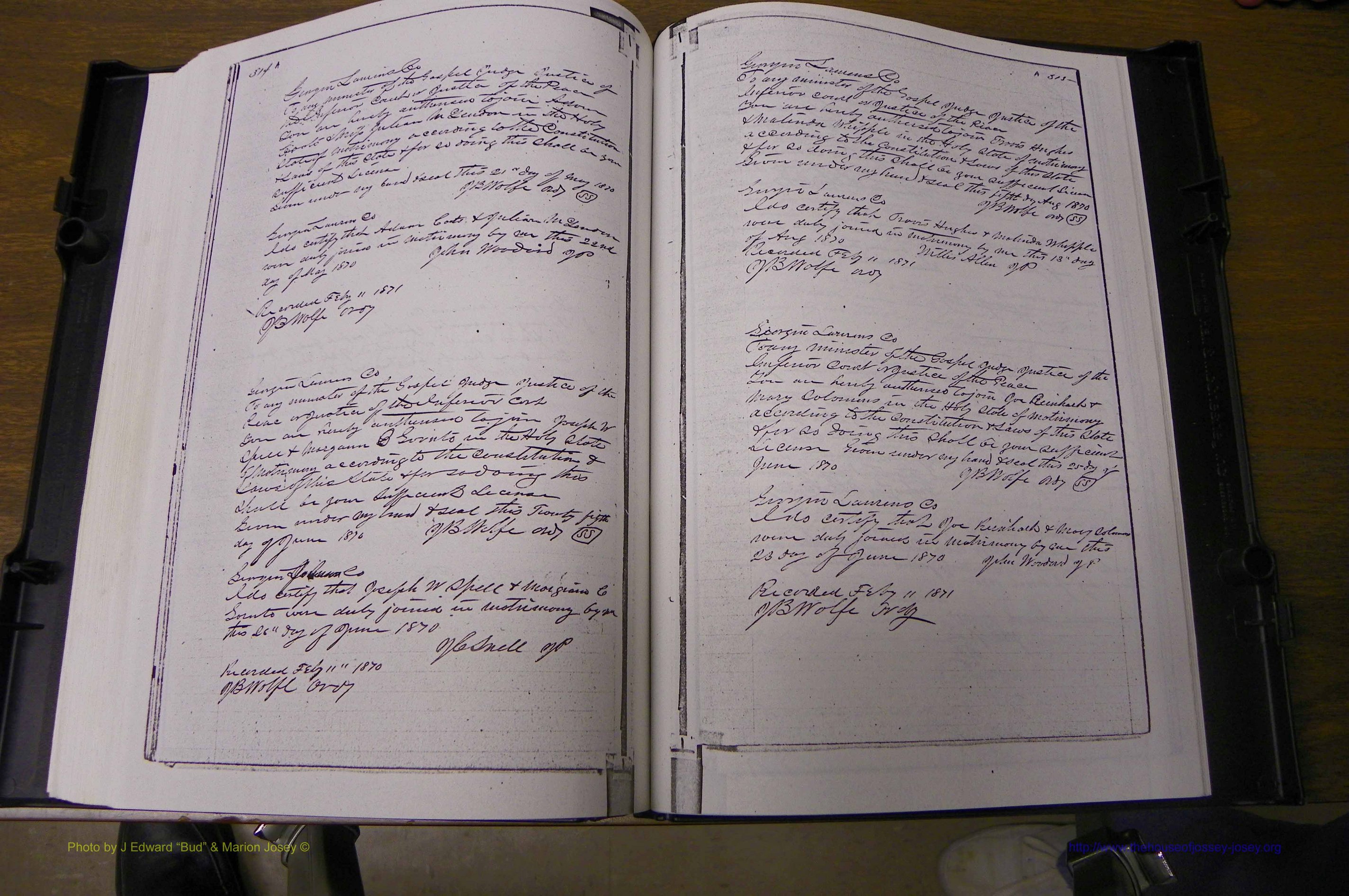 Laurens Co, GA, Marriages 1852 - 1870, P 314a-315a.JPG