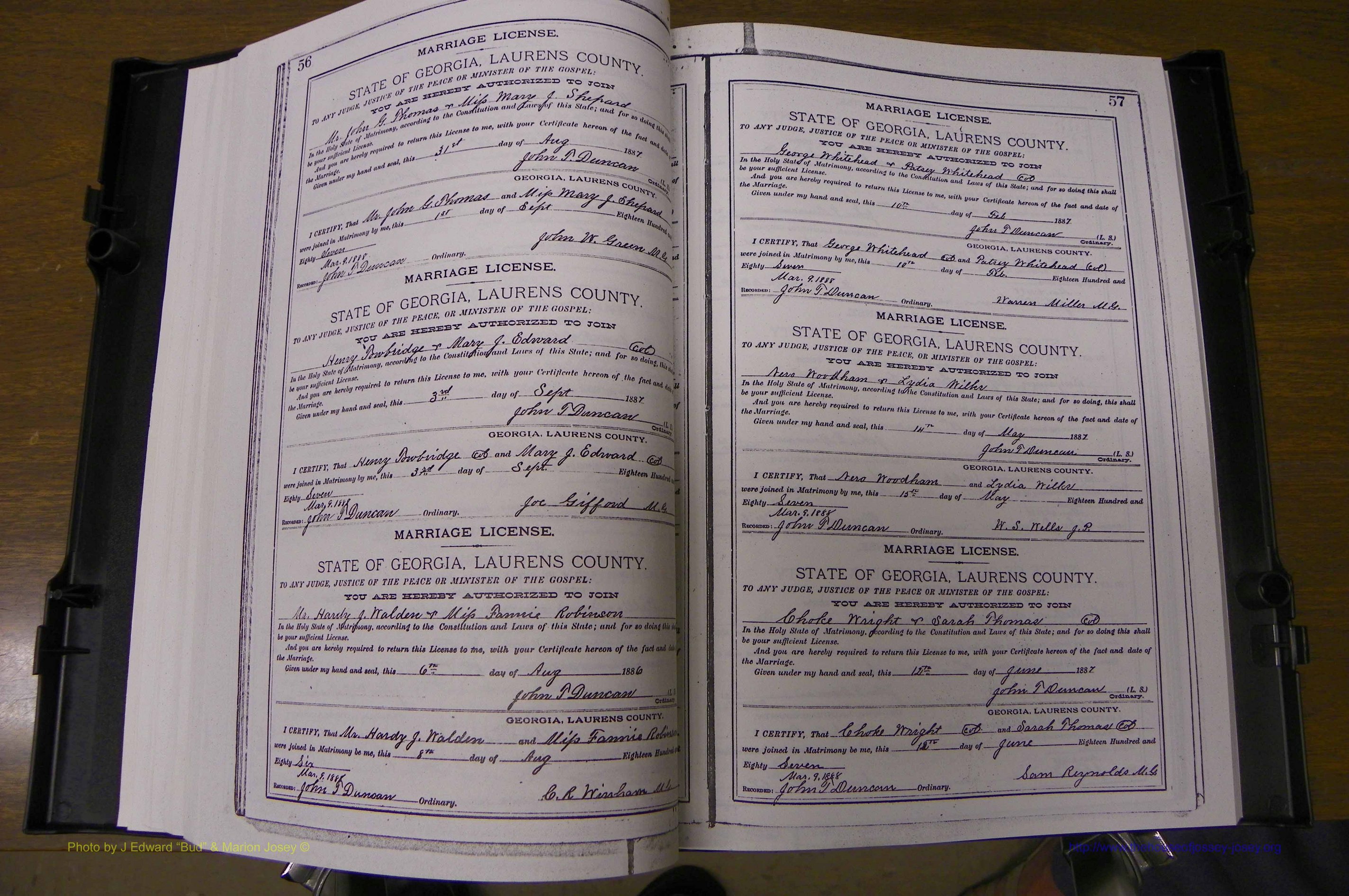 Laurens Co, GA, Marriages Book K, 1886 - 1896, P 056-057.JPG