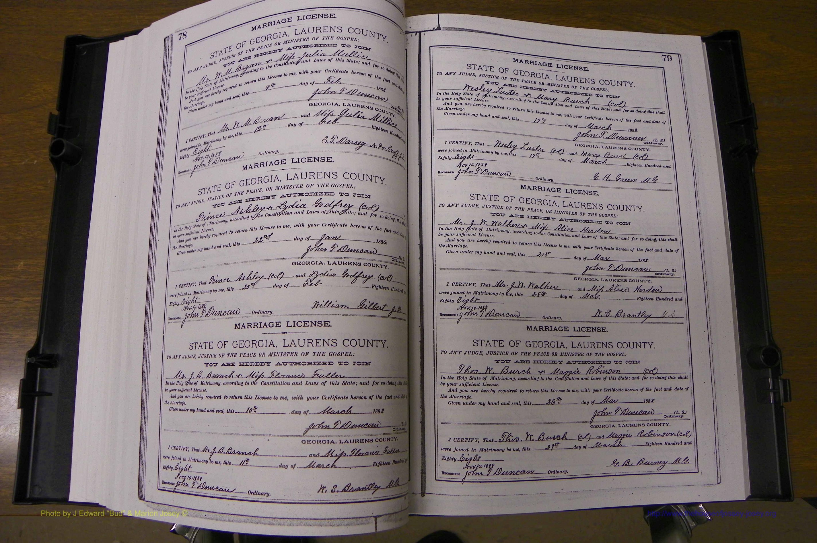 Laurens Co, GA, Marriages Book K, 1886 - 1896, P 078-079.JPG