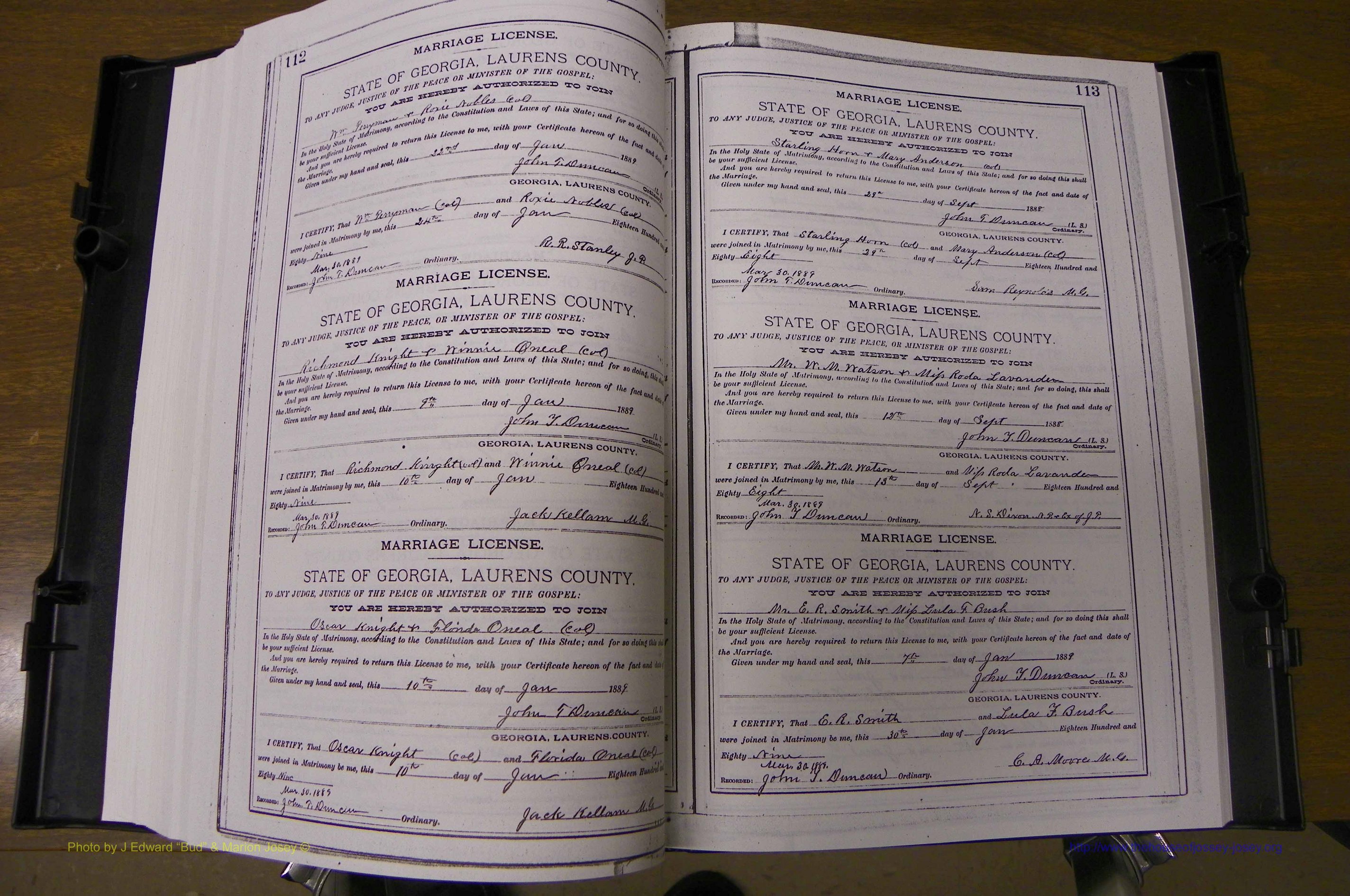 Laurens Co, GA, Marriages Book K, 1886 - 1896, P 112-113.JPG