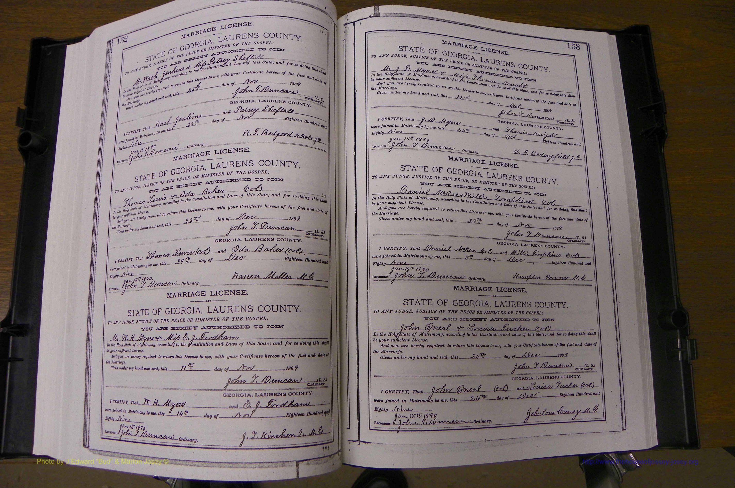 Laurens Co, GA, Marriages Book K, 1886 - 1896, P 152-153.JPG