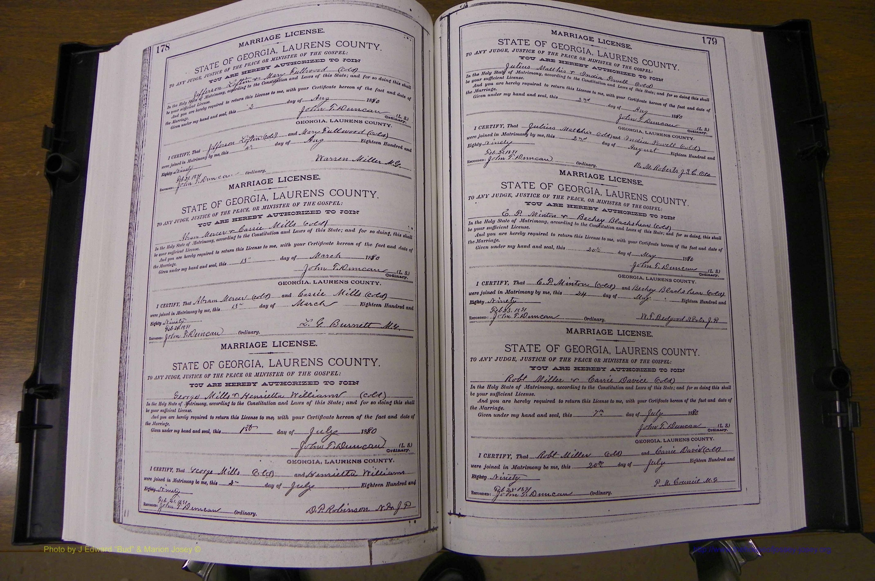 Laurens Co, GA, Marriages Book K, 1886 - 1896, P 178-179.JPG