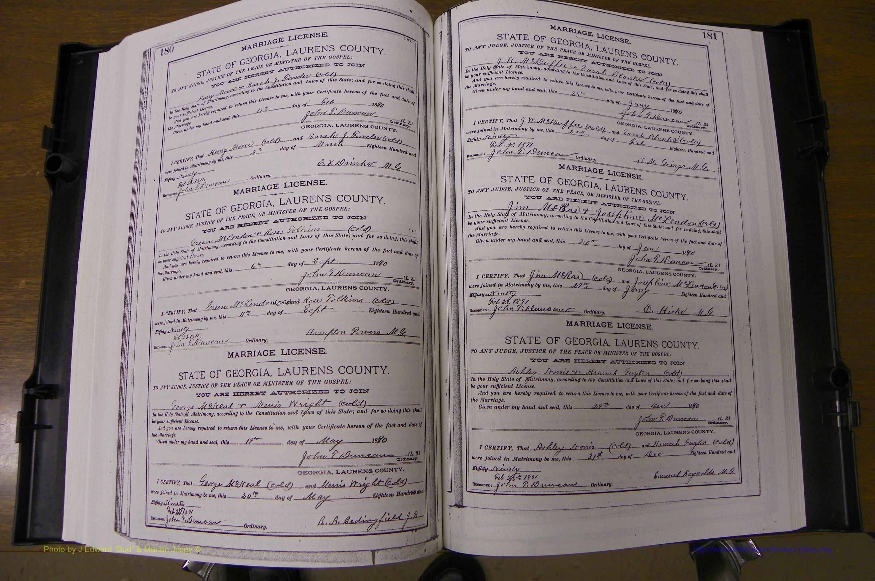 Laurens Co, GA, Marriages Book K, 1886 - 1896, P 180-181.JPG