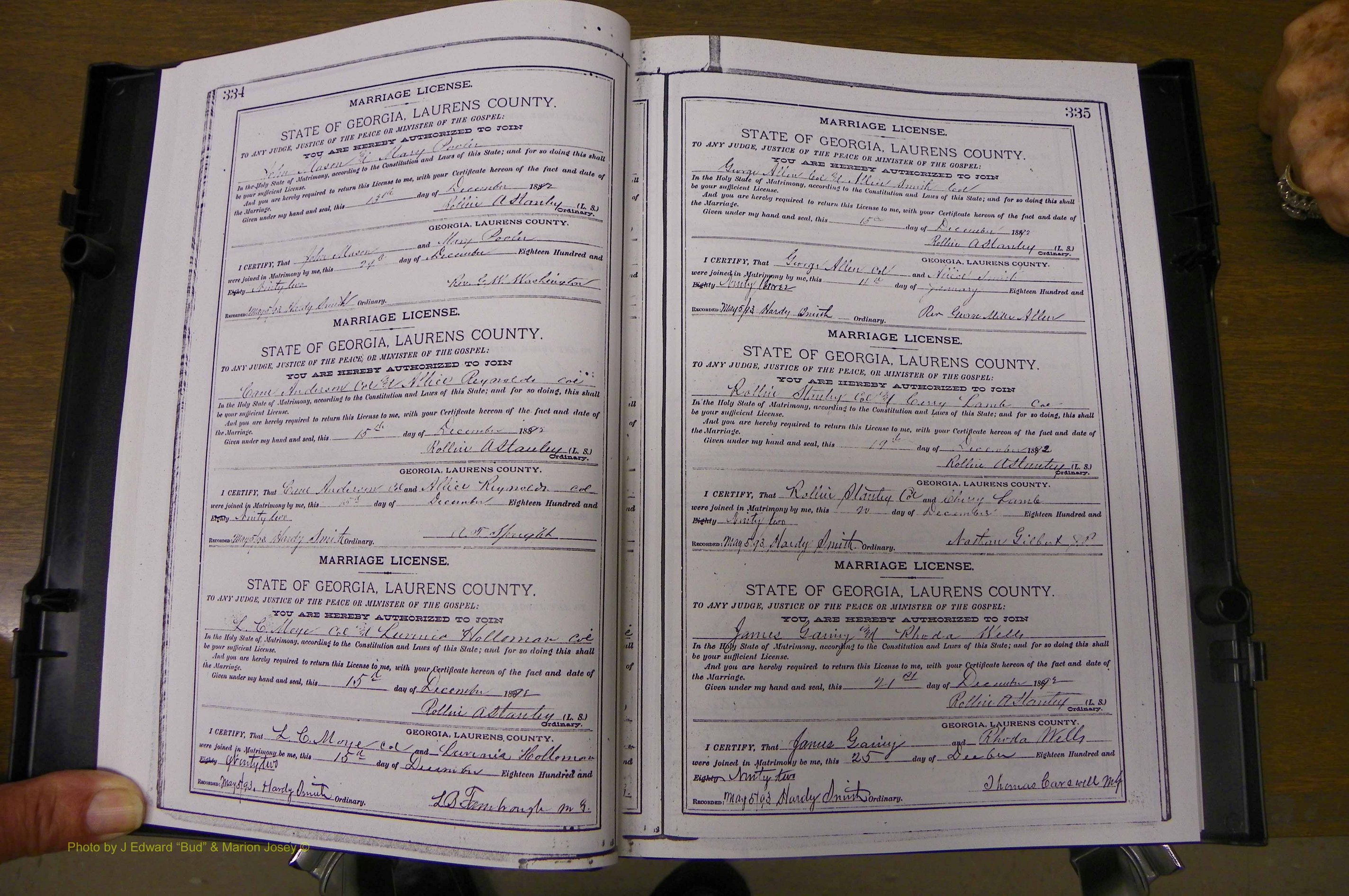 Laurens Co, GA, Marriages Book K, 1886 - 1896, P 334-335.JPG