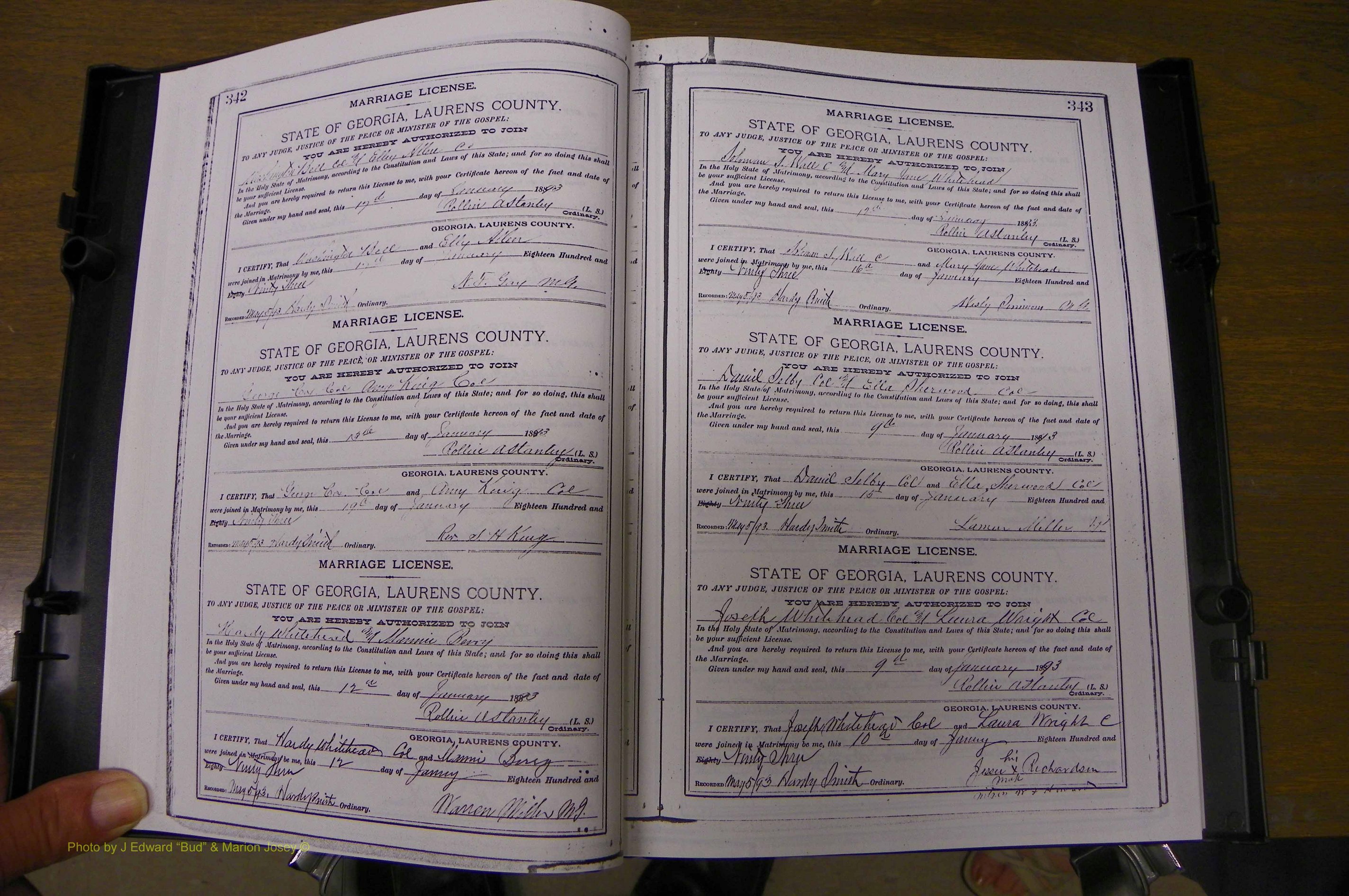 Laurens Co, GA, Marriages Book K, 1886 - 1896, P 342-343.JPG