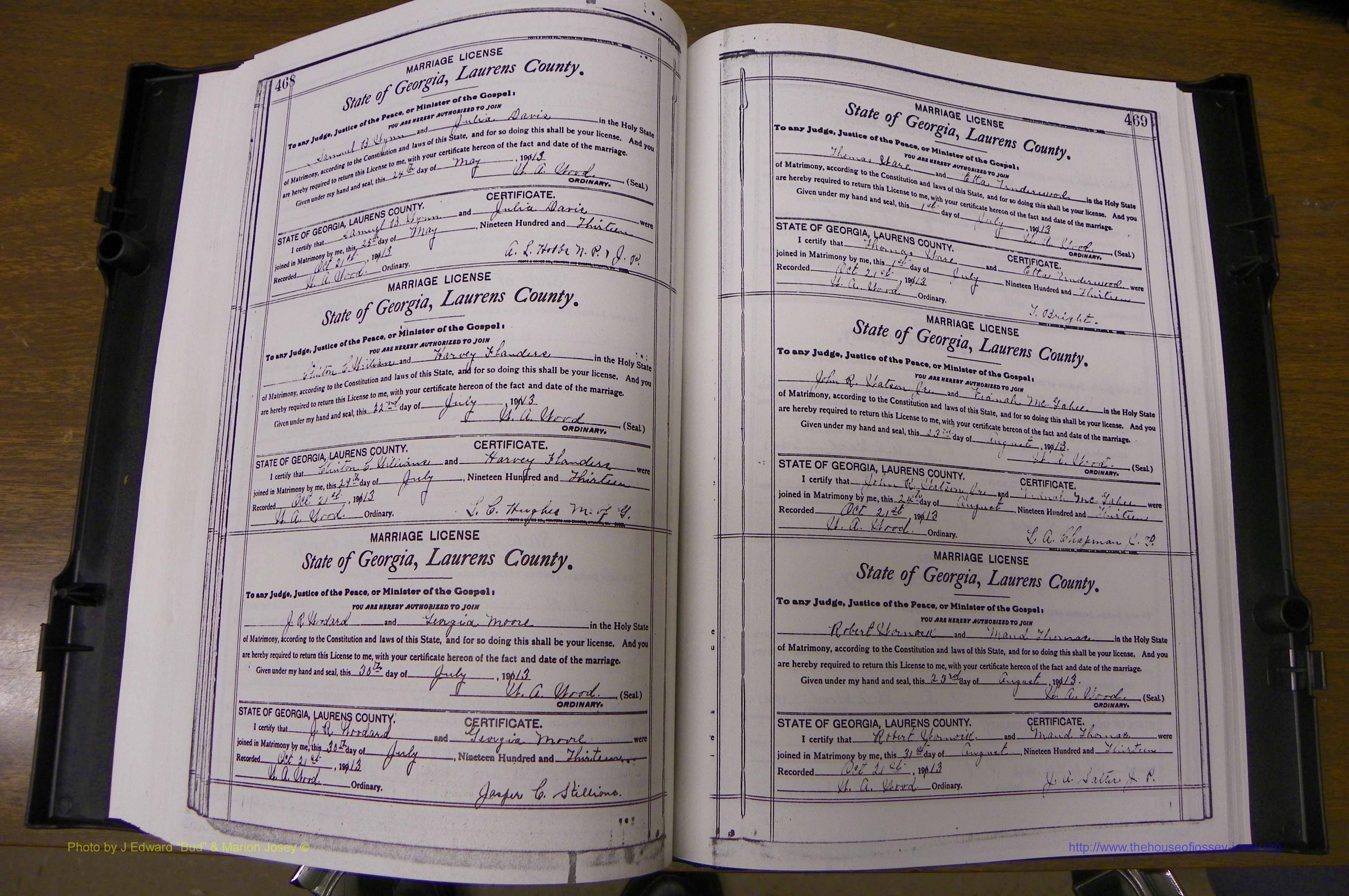 Laurens Co, GA, Marriages Book N, 1905 - 1915, White, P 468-469.JPG
