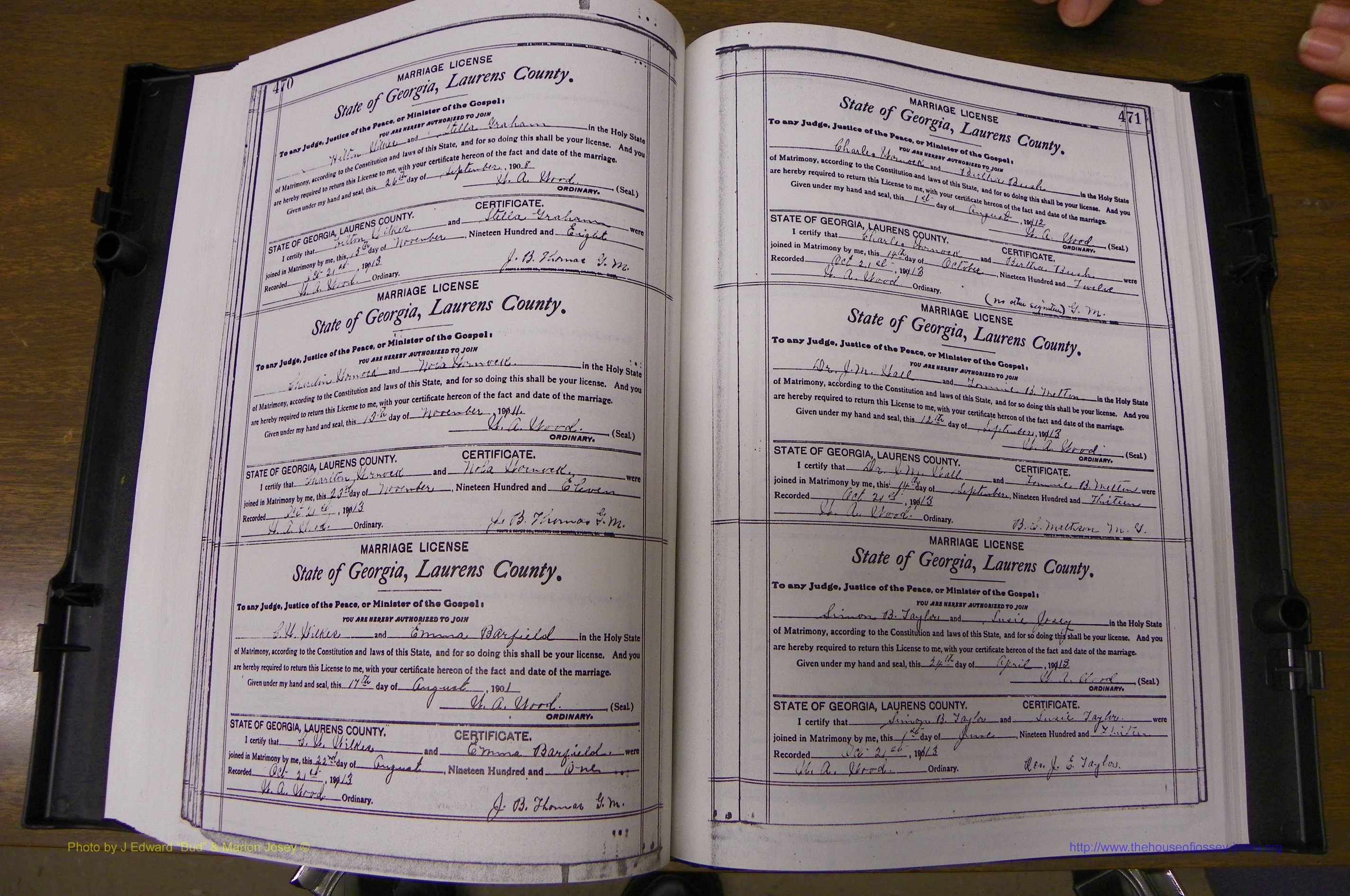 Laurens Co, GA, Marriages Book N, 1905 - 1915, White, P 470-471.JPG