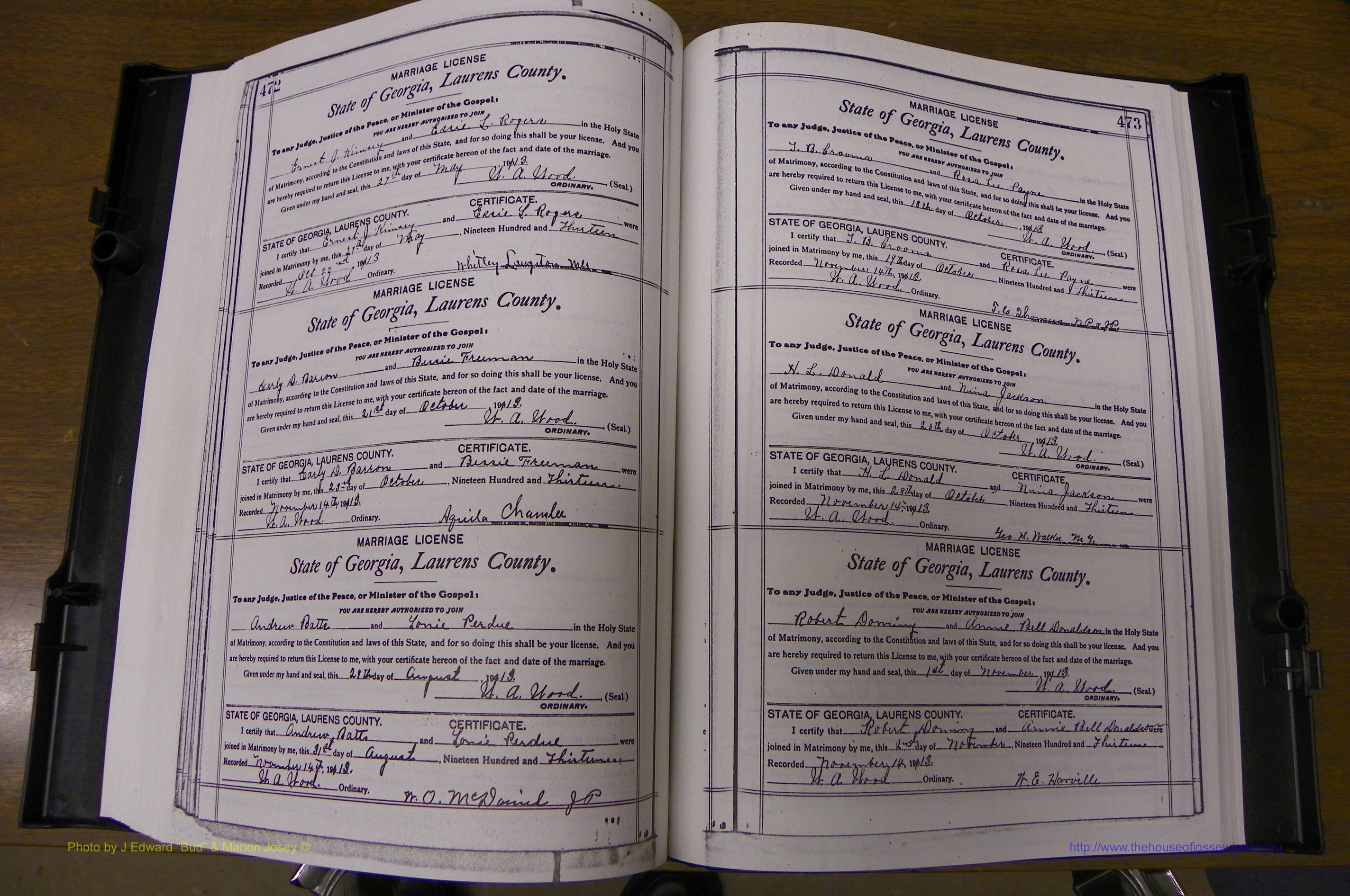 Laurens Co, GA, Marriages Book N, 1905 - 1915, White, P 472-473.JPG