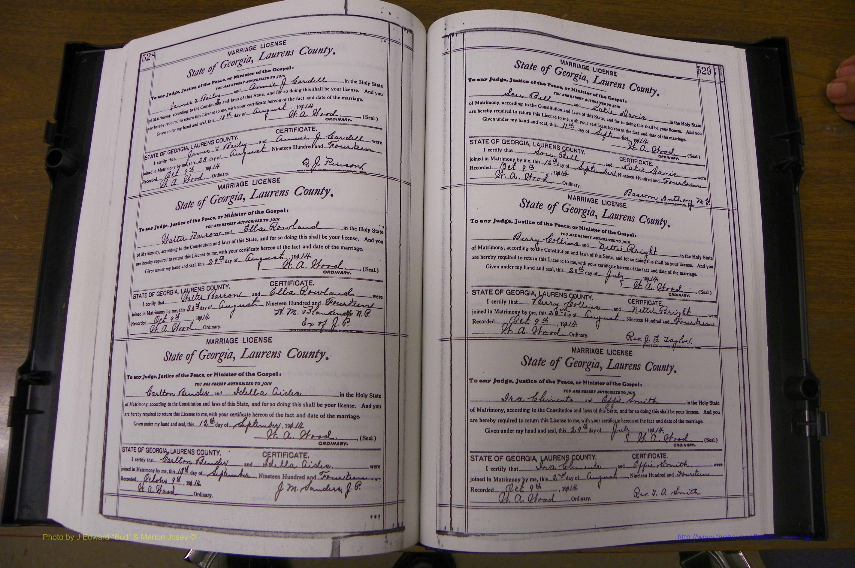 Laurens Co, GA, Marriages Book N, 1905 - 1915, White, P 528-529.JPG