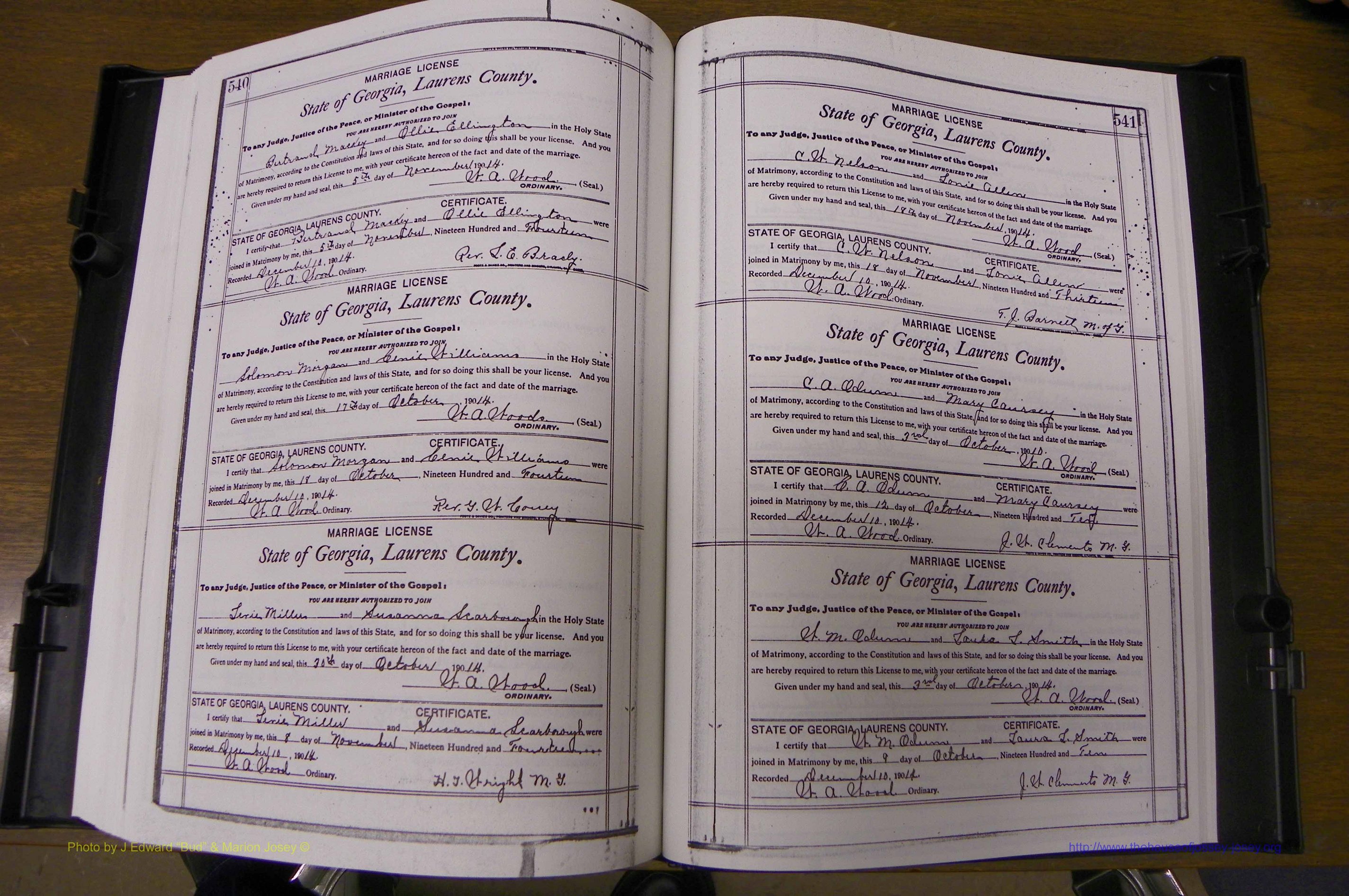 Laurens Co, GA, Marriages Book N, 1905 - 1915, White, P 540-541.JPG