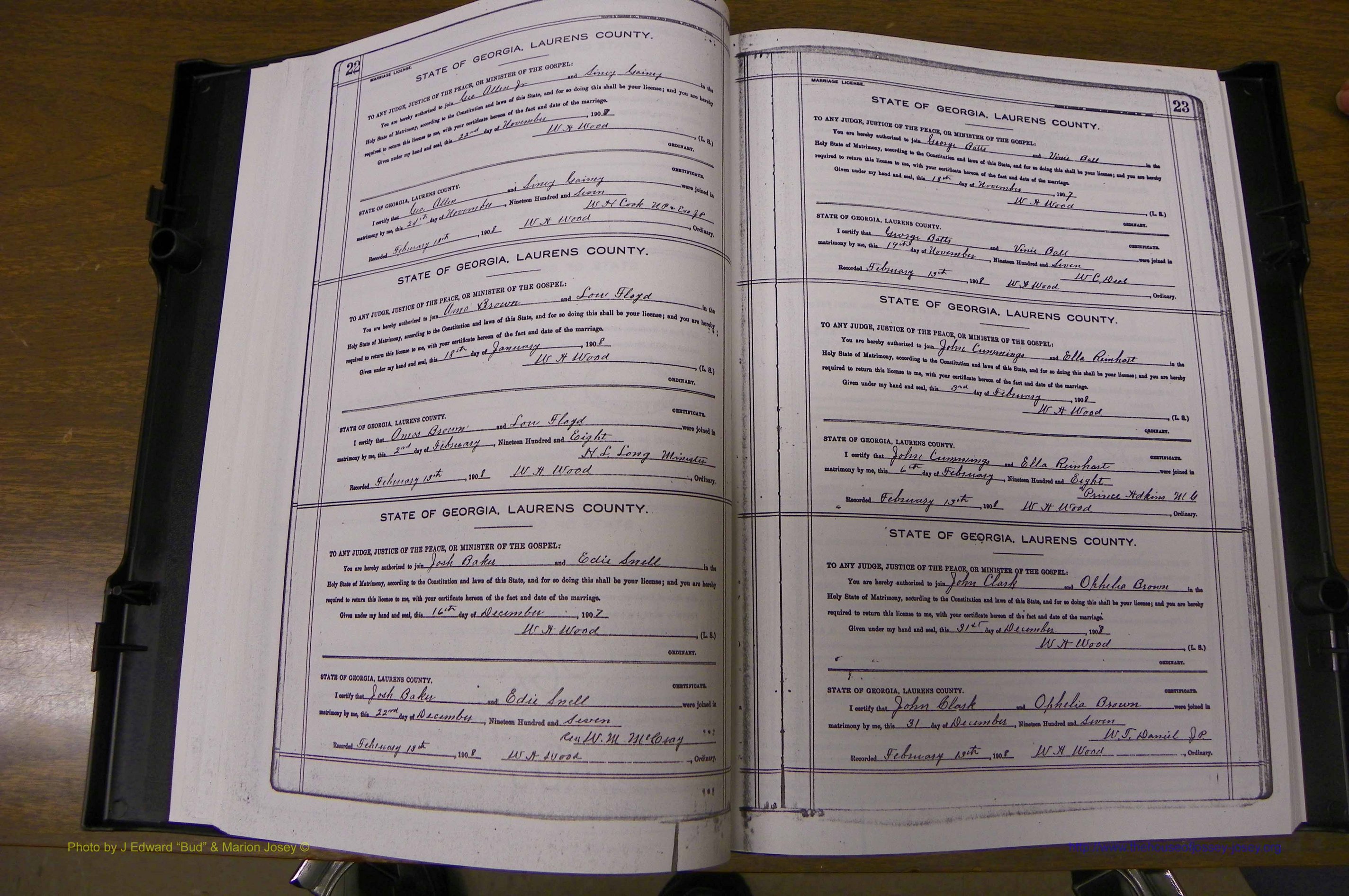 Laurens Co, GA, Marriages Book O, 1907 - 1915, Colored, P 022-023.JPG