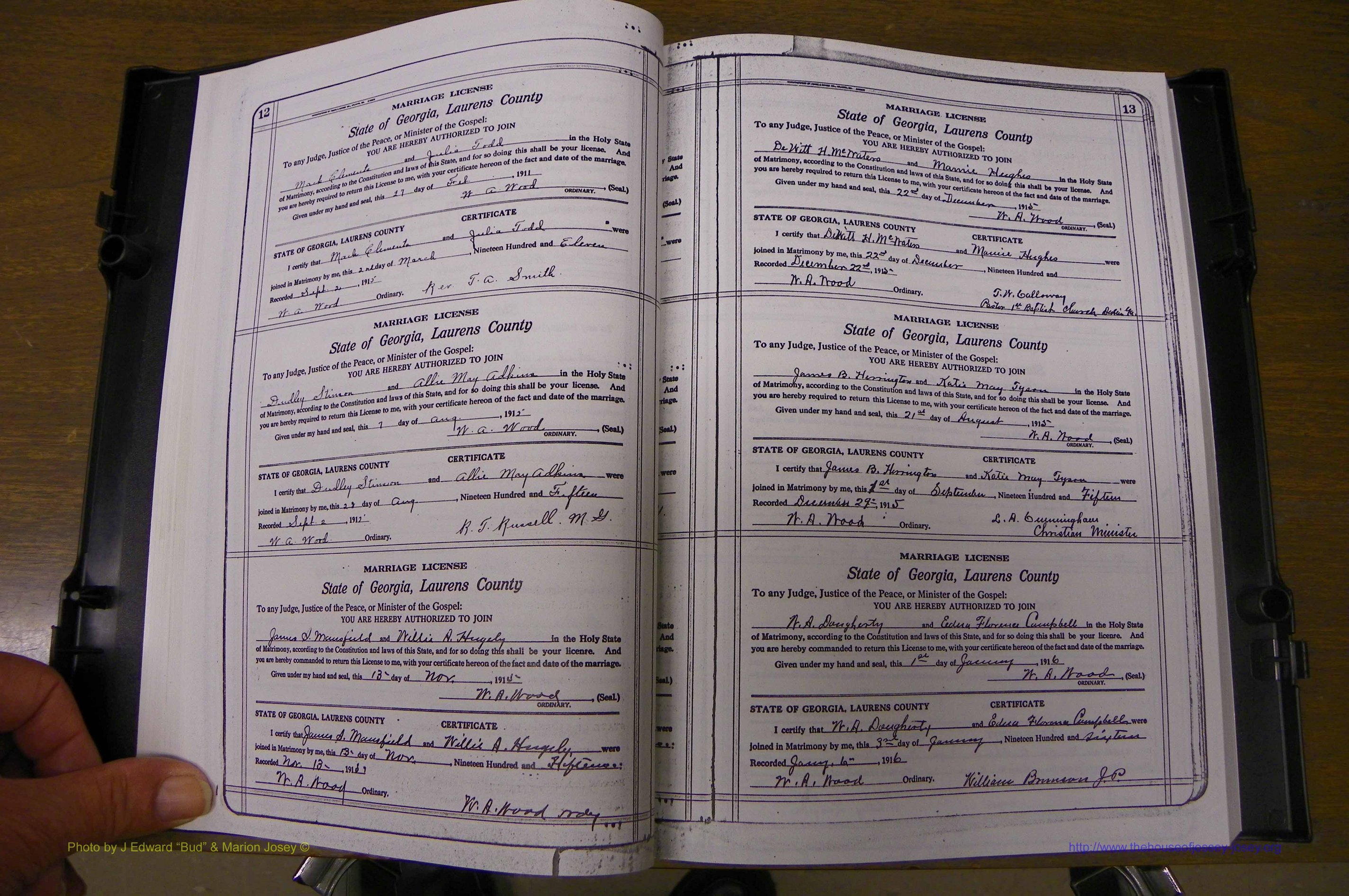 Laurens Co, GA, Marriages Book P, 1915 - 1924, White, P 012-013.JPG