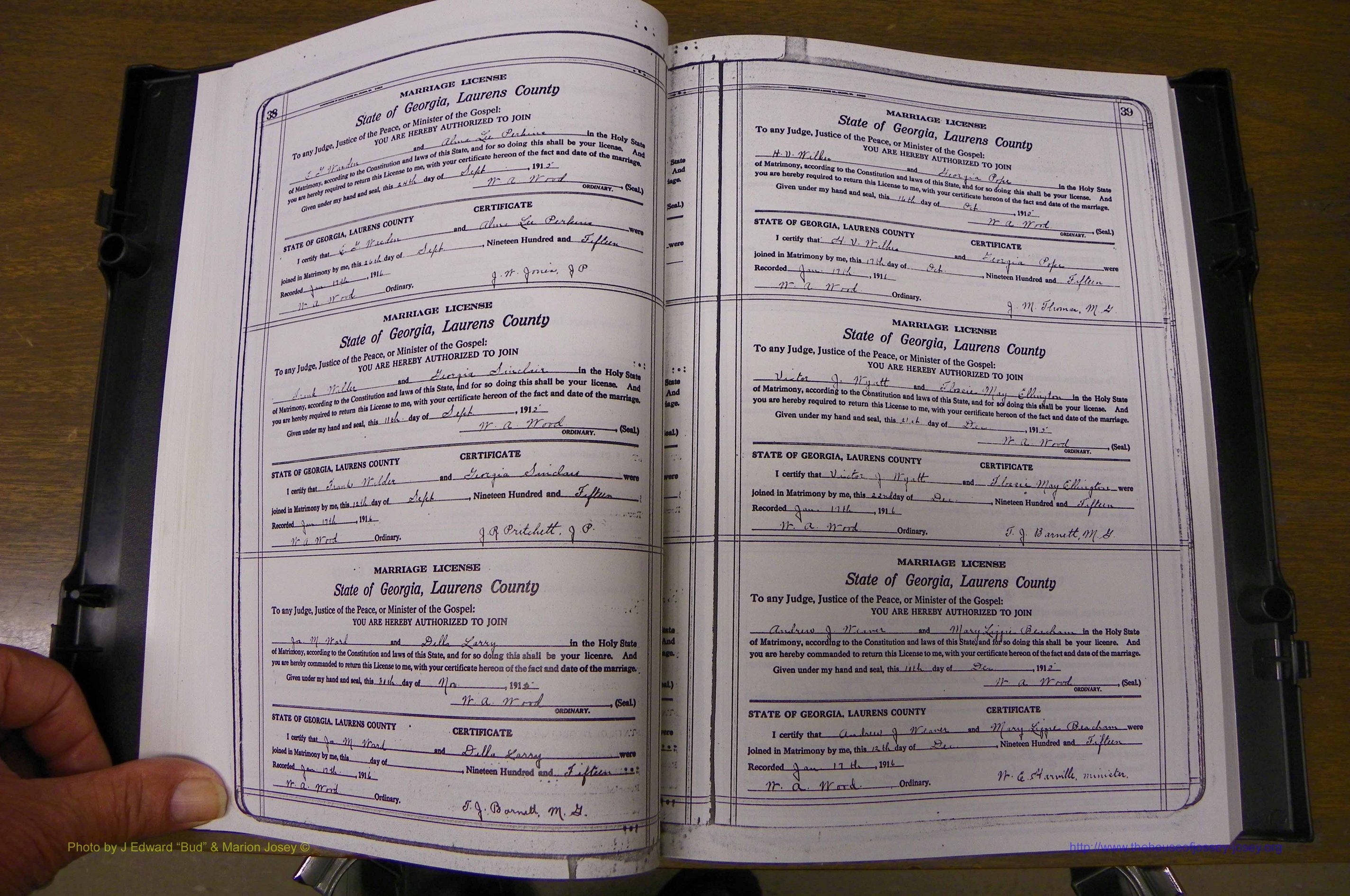 Laurens Co, GA, Marriages Book P, 1915 - 1924, White, P 038-039.JPG