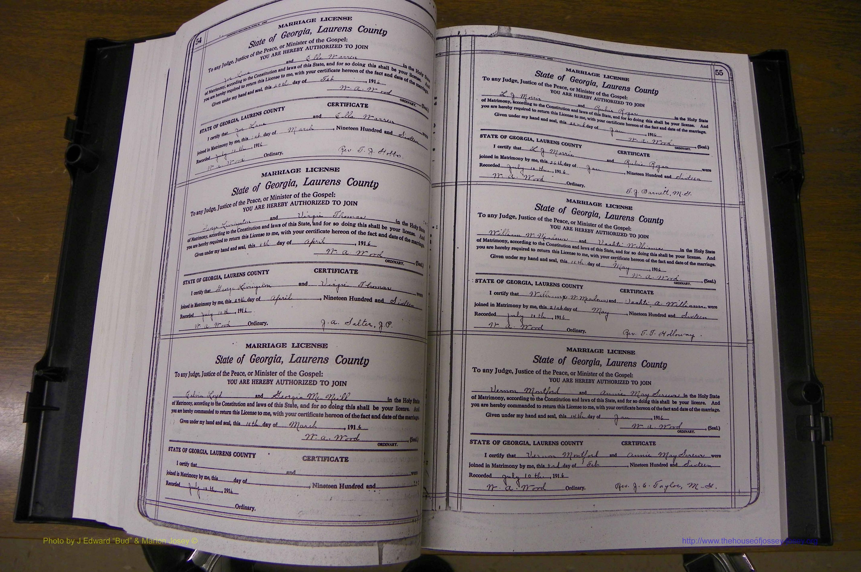 Laurens Co, GA, Marriages Book P, 1915 - 1924, White, P 054-055.JPG