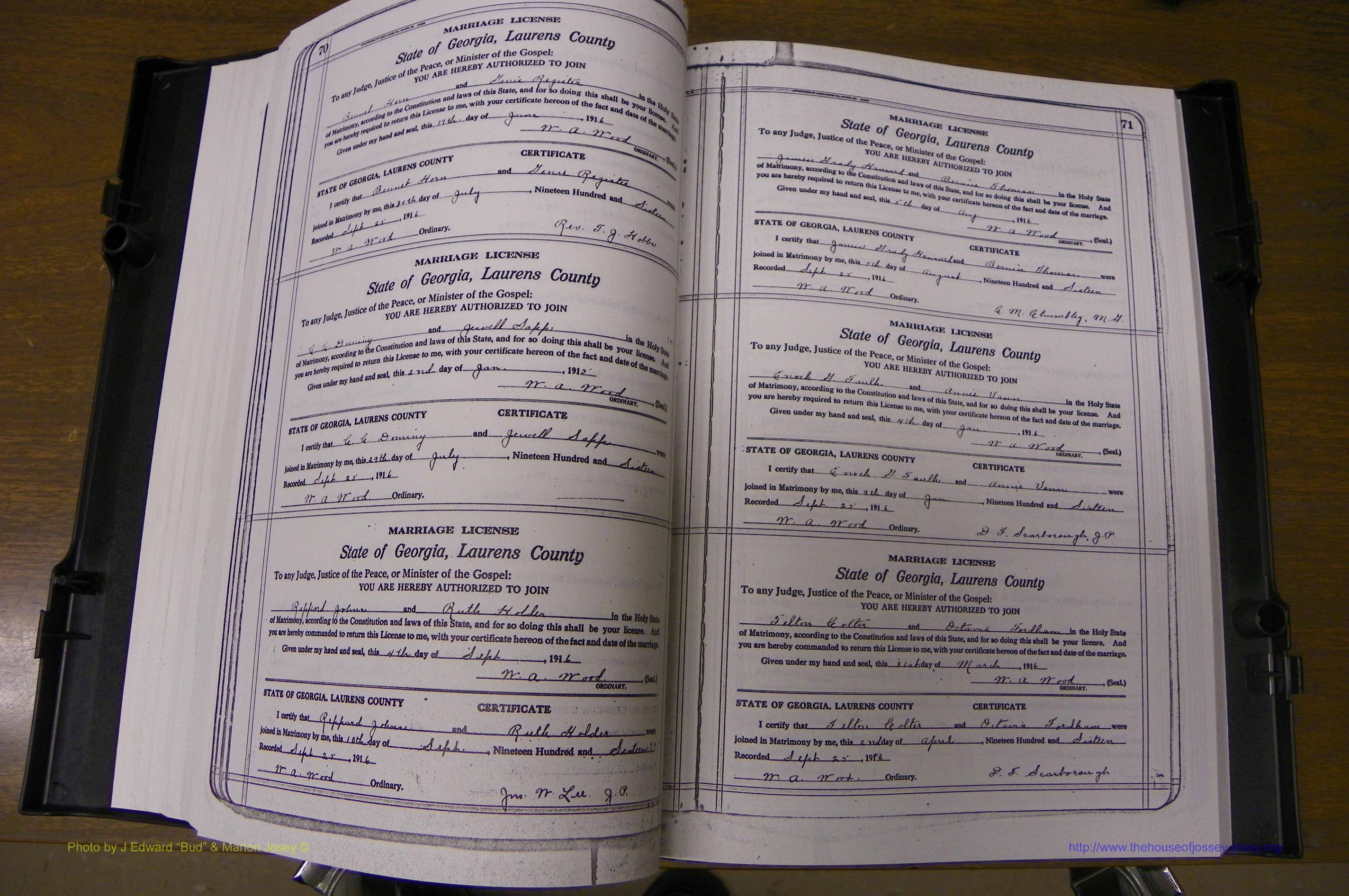 Laurens Co, GA, Marriages Book P, 1915 - 1924, White, P 070-071.JPG