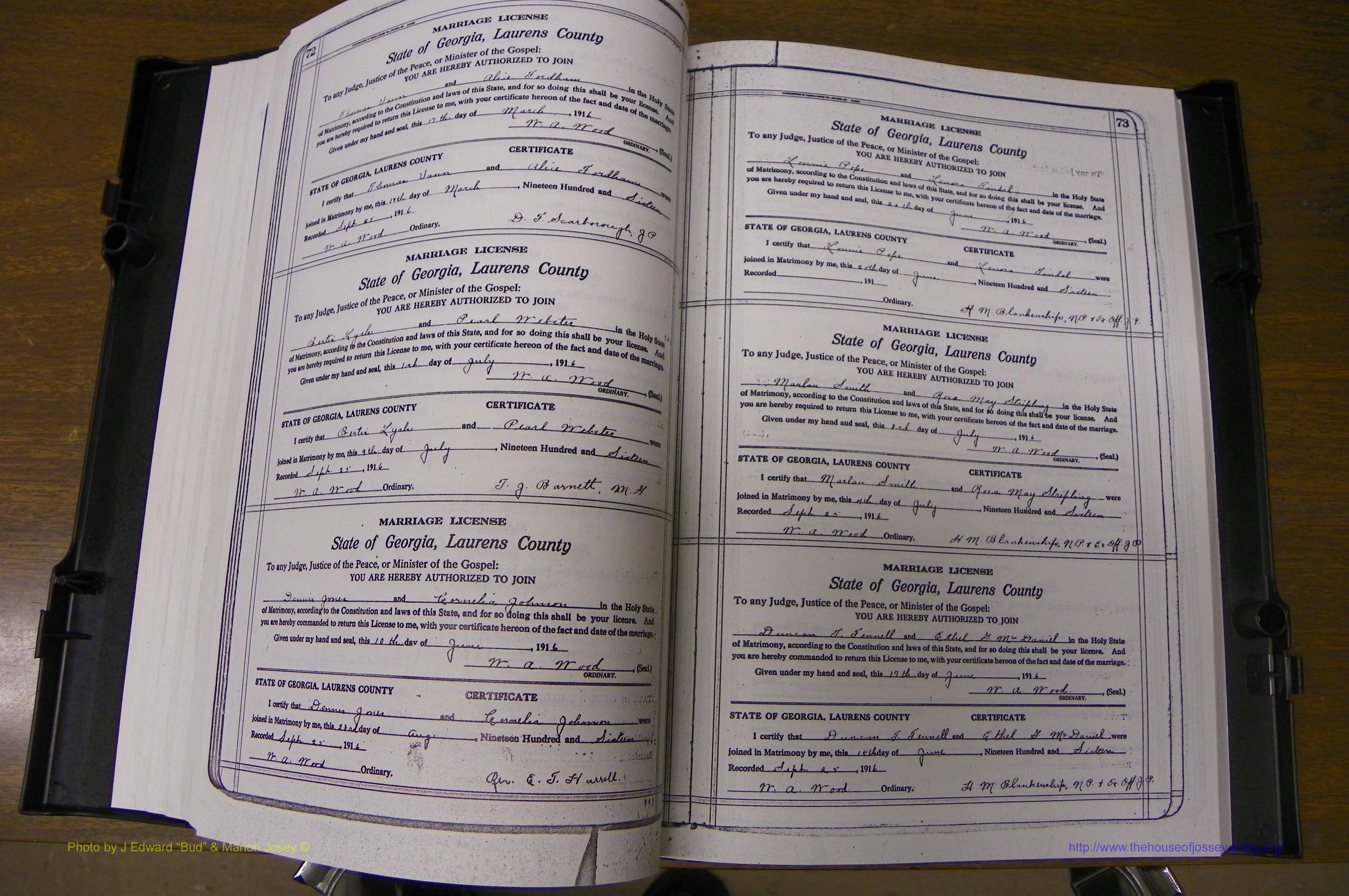 Laurens Co, GA, Marriages Book P, 1915 - 1924, White, P 072-073.JPG