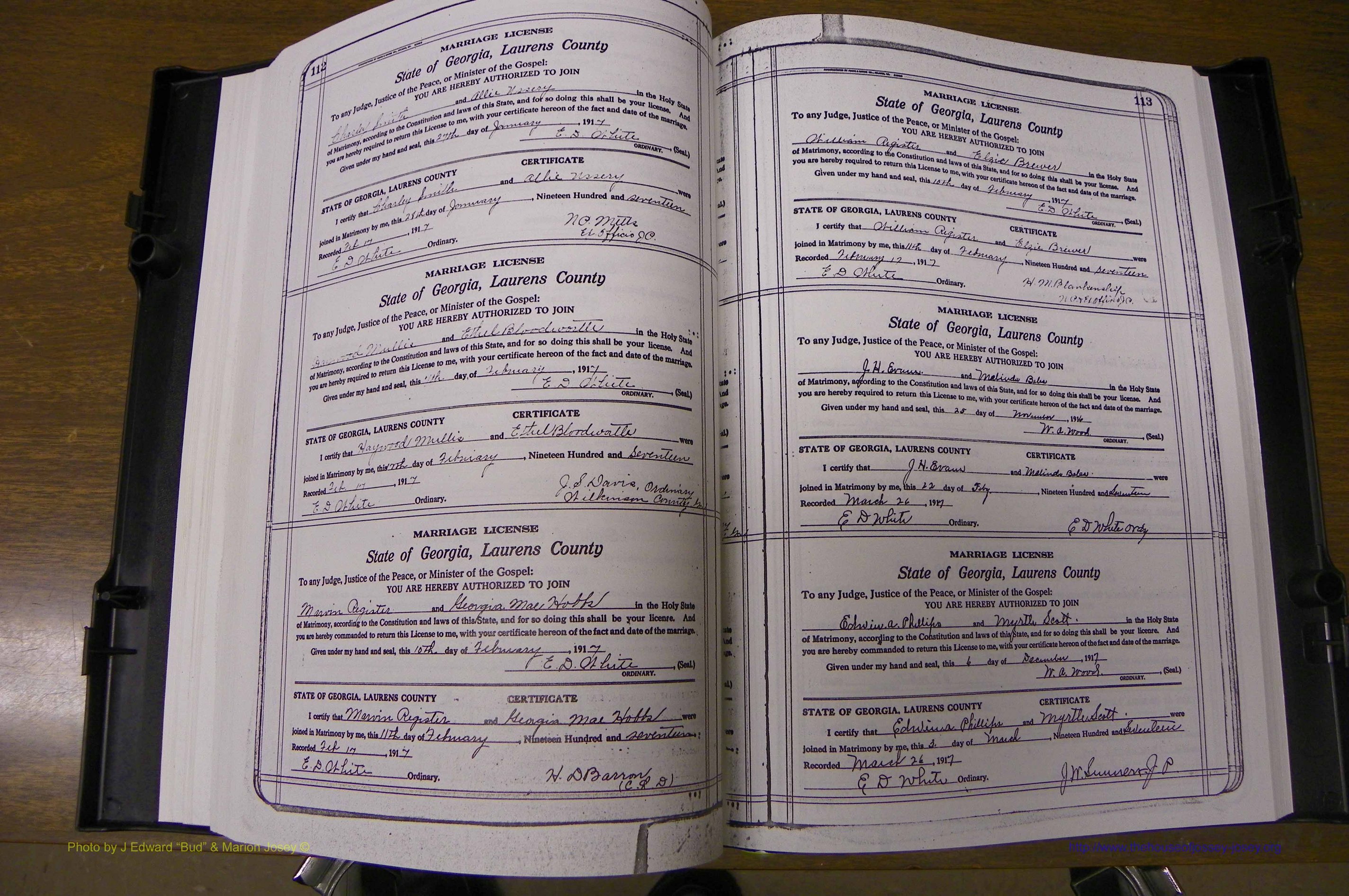 Laurens Co, GA, Marriages Book P, 1915 - 1924, White, P 112-113.JPG