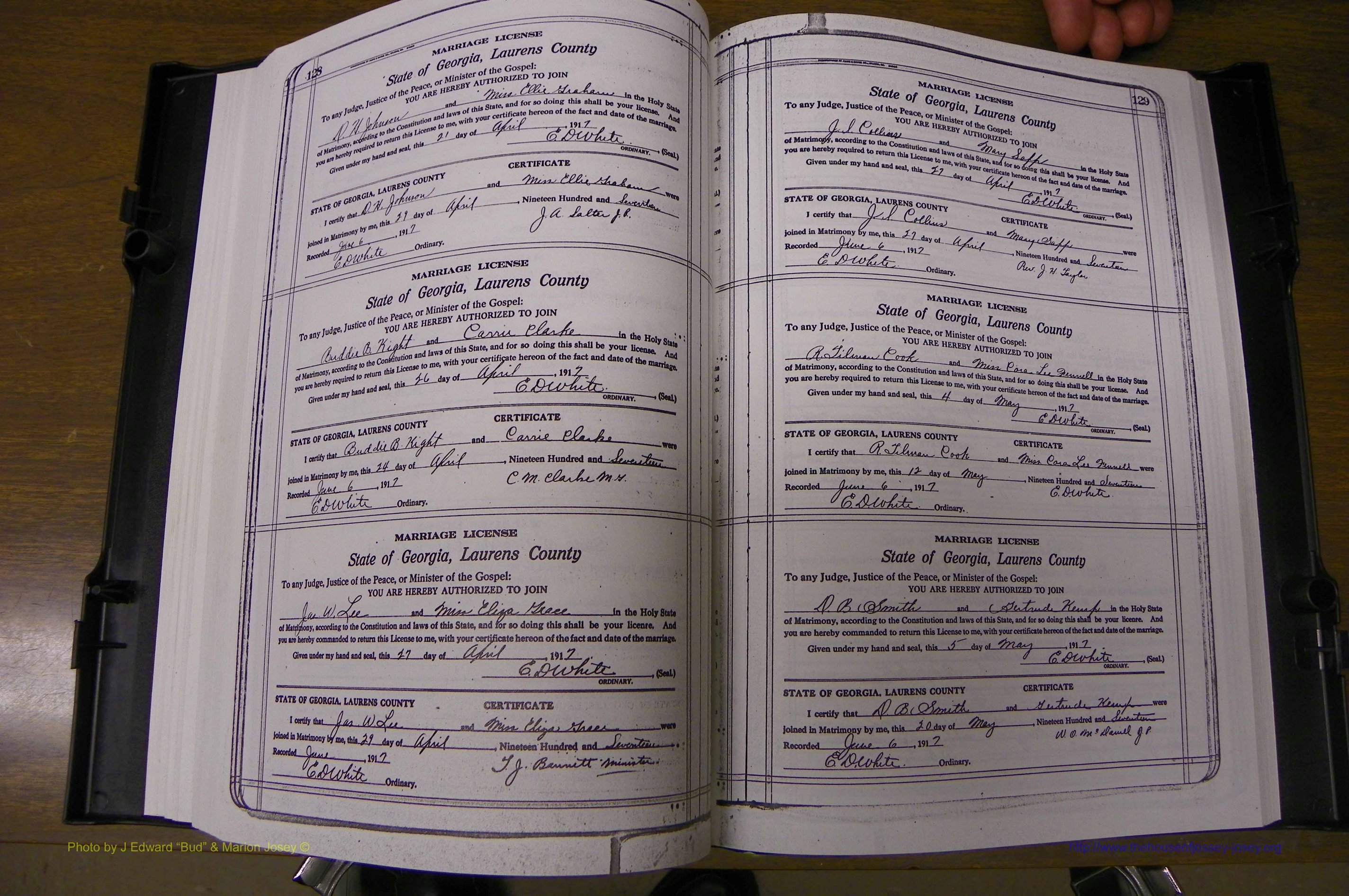 Laurens Co, GA, Marriages Book P, 1915 - 1924, White, P 128-129.JPG