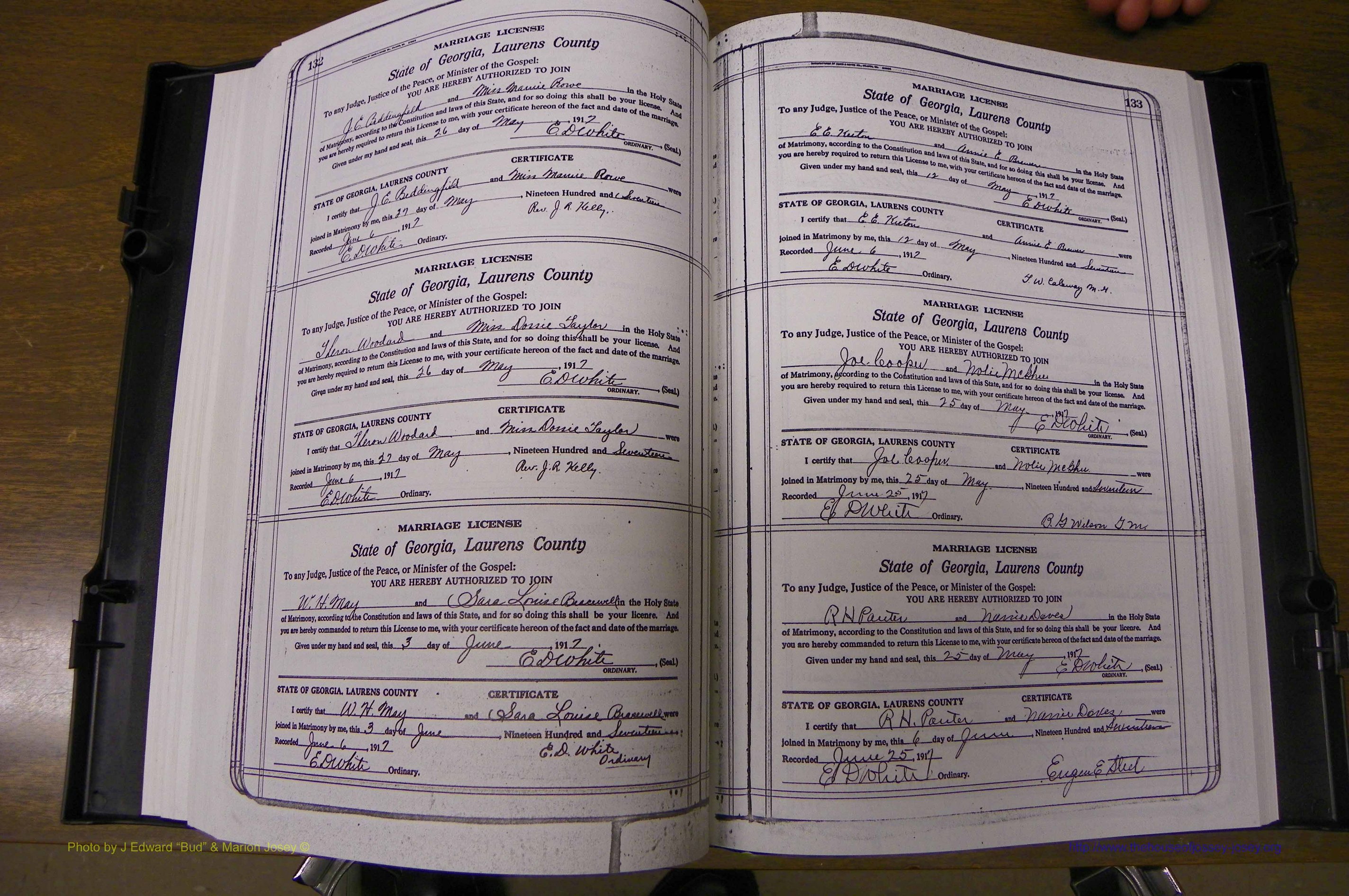 Laurens Co, GA, Marriages Book P, 1915 - 1924, White, P 132-133.JPG