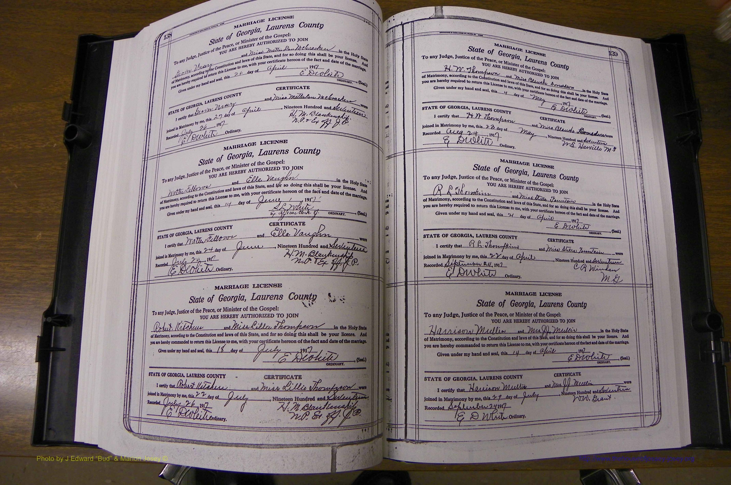 Laurens Co, GA, Marriages Book P, 1915 - 1924, White, P 138-139.JPG
