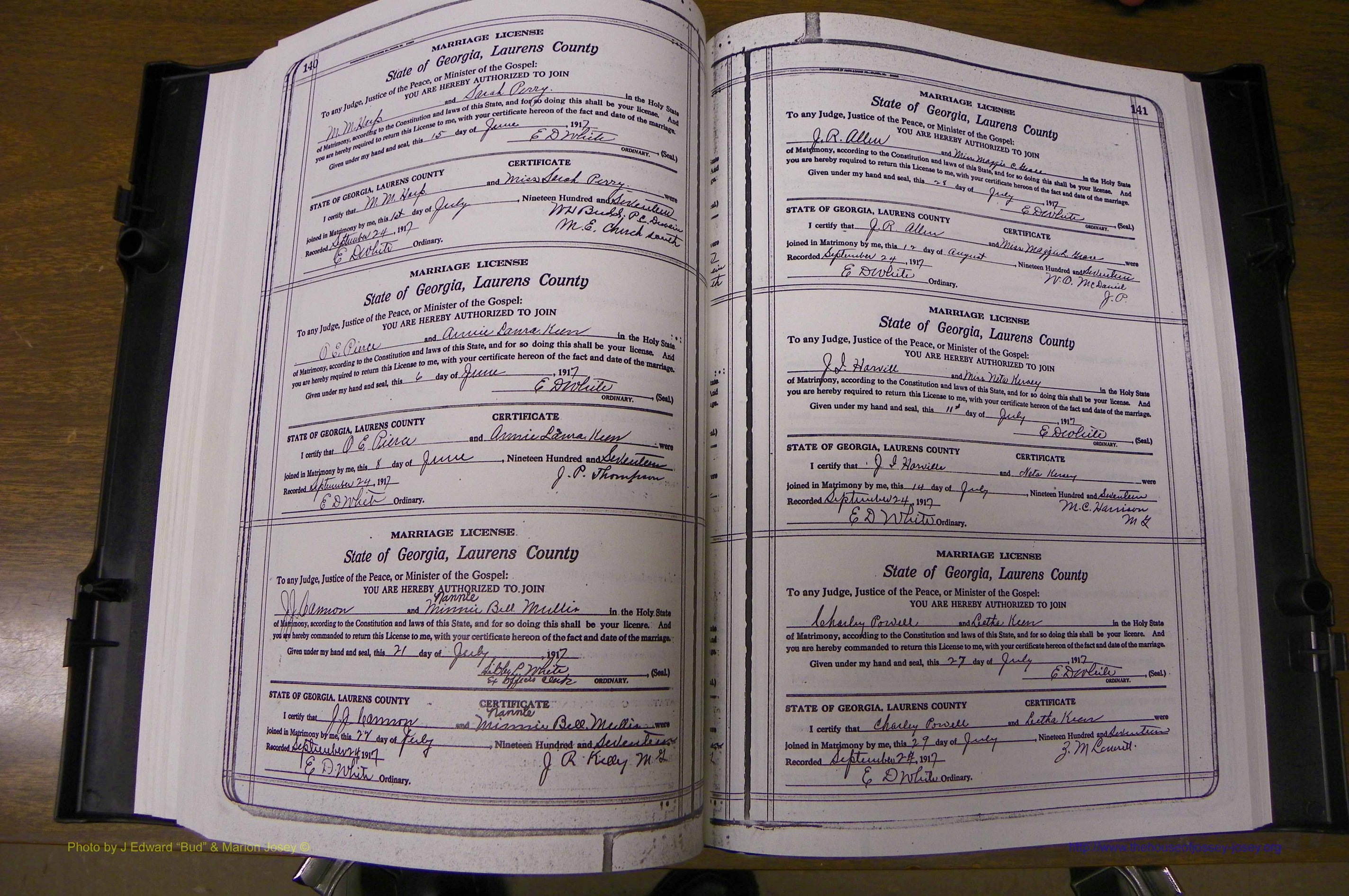 Laurens Co, GA, Marriages Book P, 1915 - 1924, White, P 140-141.JPG