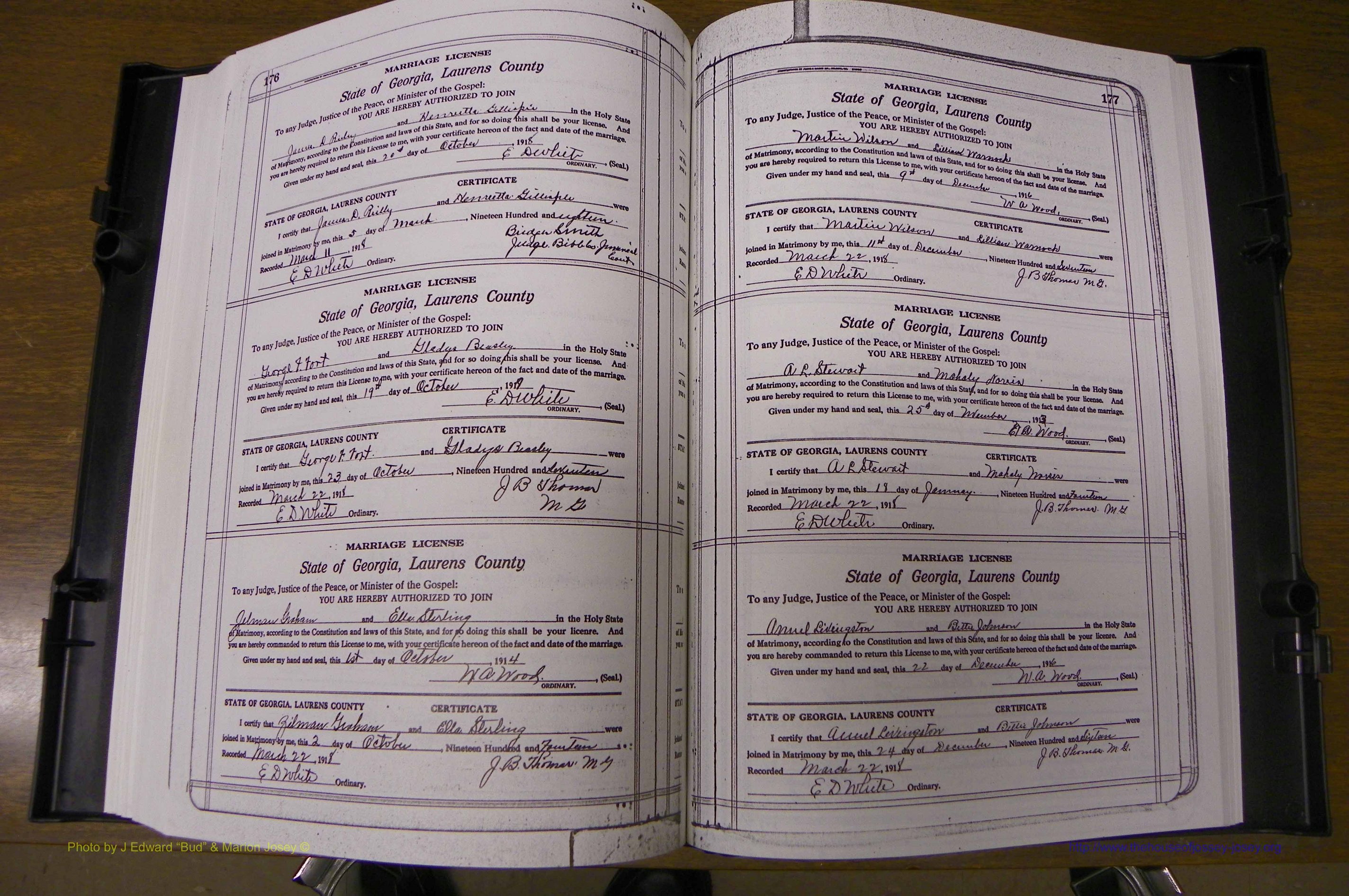 Laurens Co, GA, Marriages Book P, 1915 - 1924, White, P 176-177.JPG