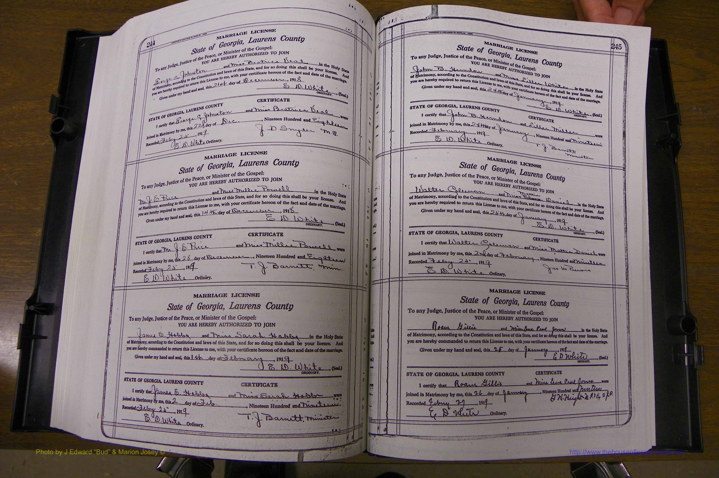 Laurens Co, GA, Marriages Book P, 1915 - 1924, White, P 244-245.JPG