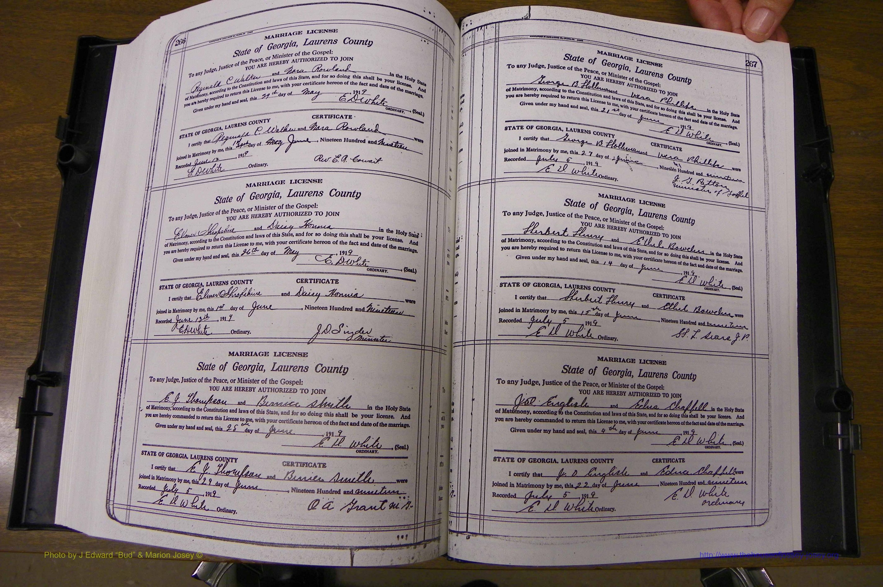 Laurens Co, GA, Marriages Book P, 1915 - 1924, White, P 266-267.JPG