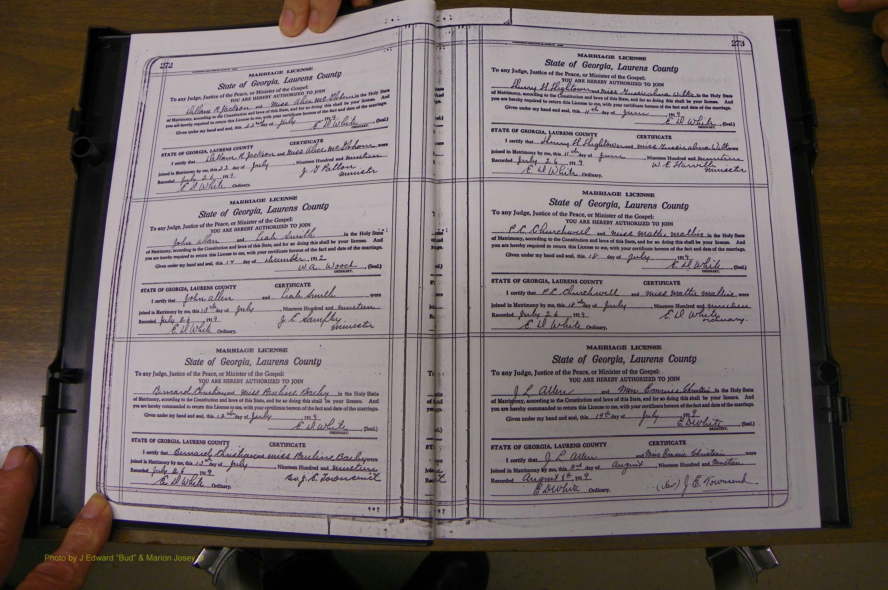 Laurens Co, GA, Marriages Book P, 1915 - 1924, White, P 272-273.JPG