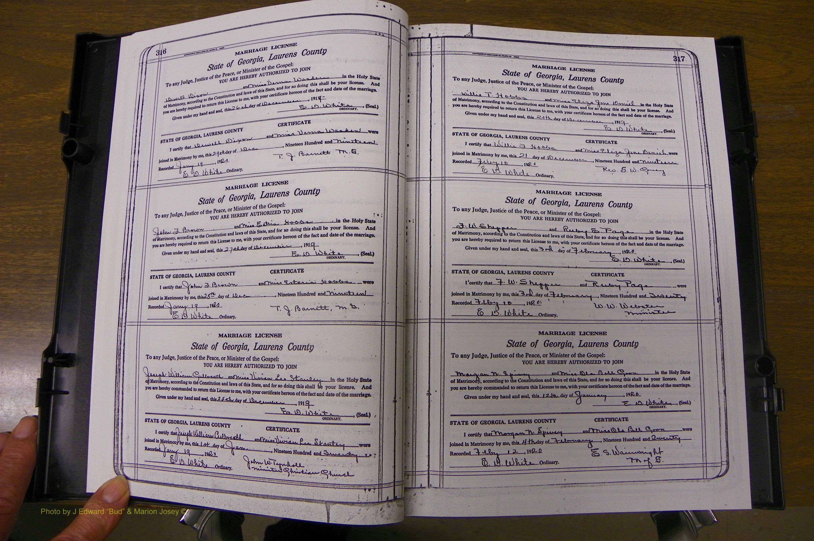 Laurens Co, GA, Marriages Book P, 1915 - 1924, White, P 316-317.JPG