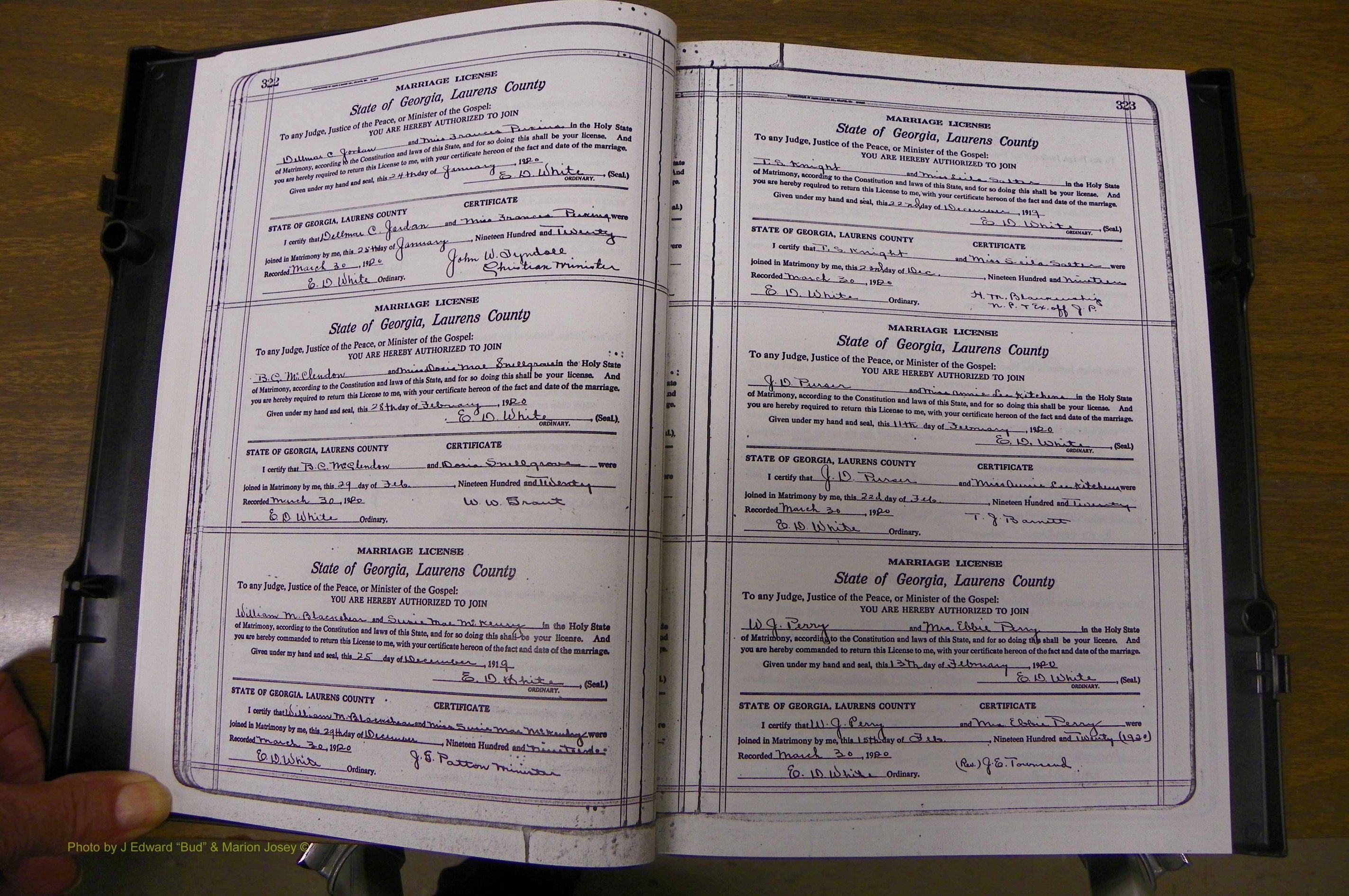 Laurens Co, GA, Marriages Book P, 1915 - 1924, White, P 322-323.JPG