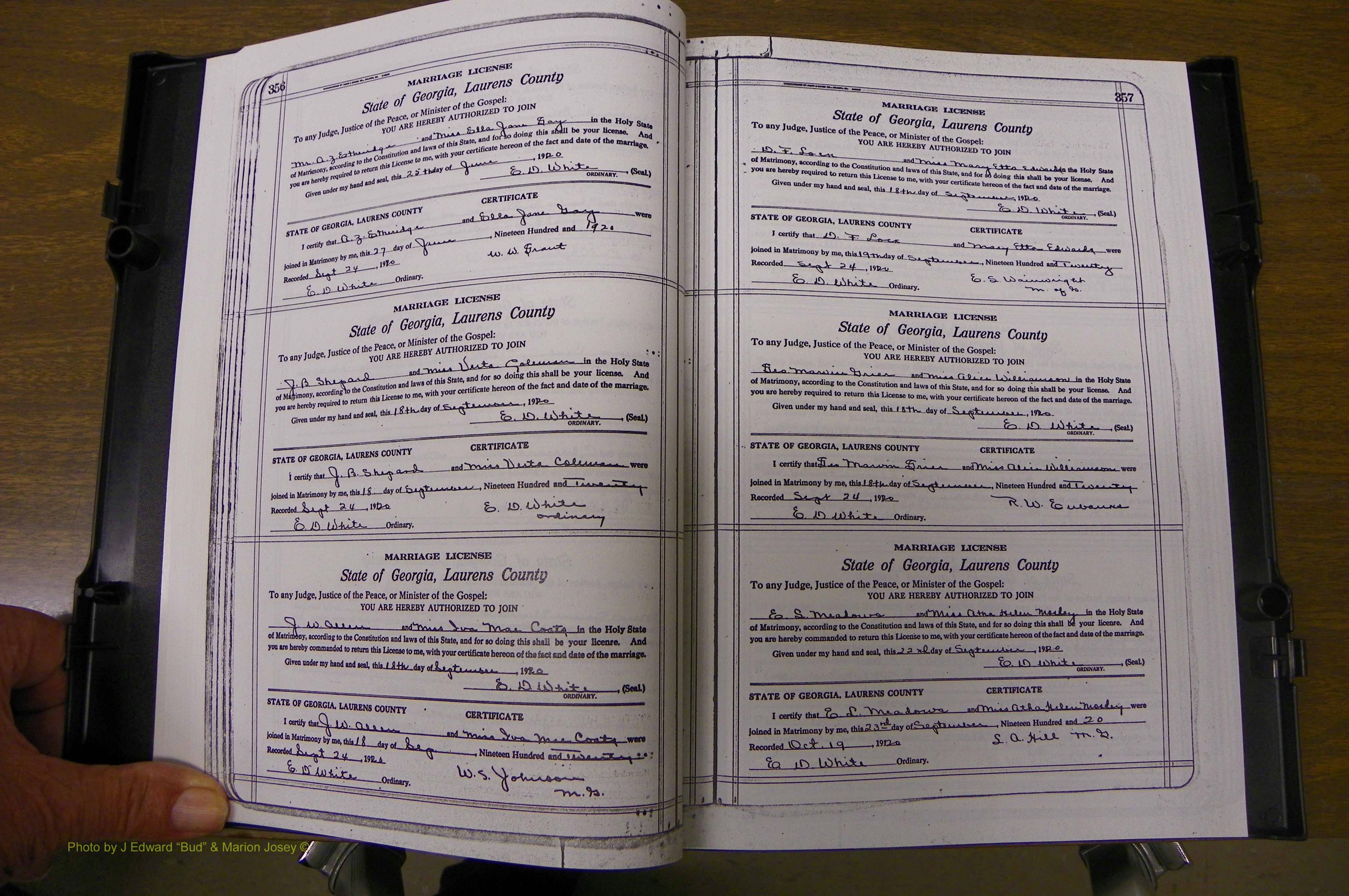 Laurens Co, GA, Marriages Book P, 1915 - 1924, White, P 356-357.JPG