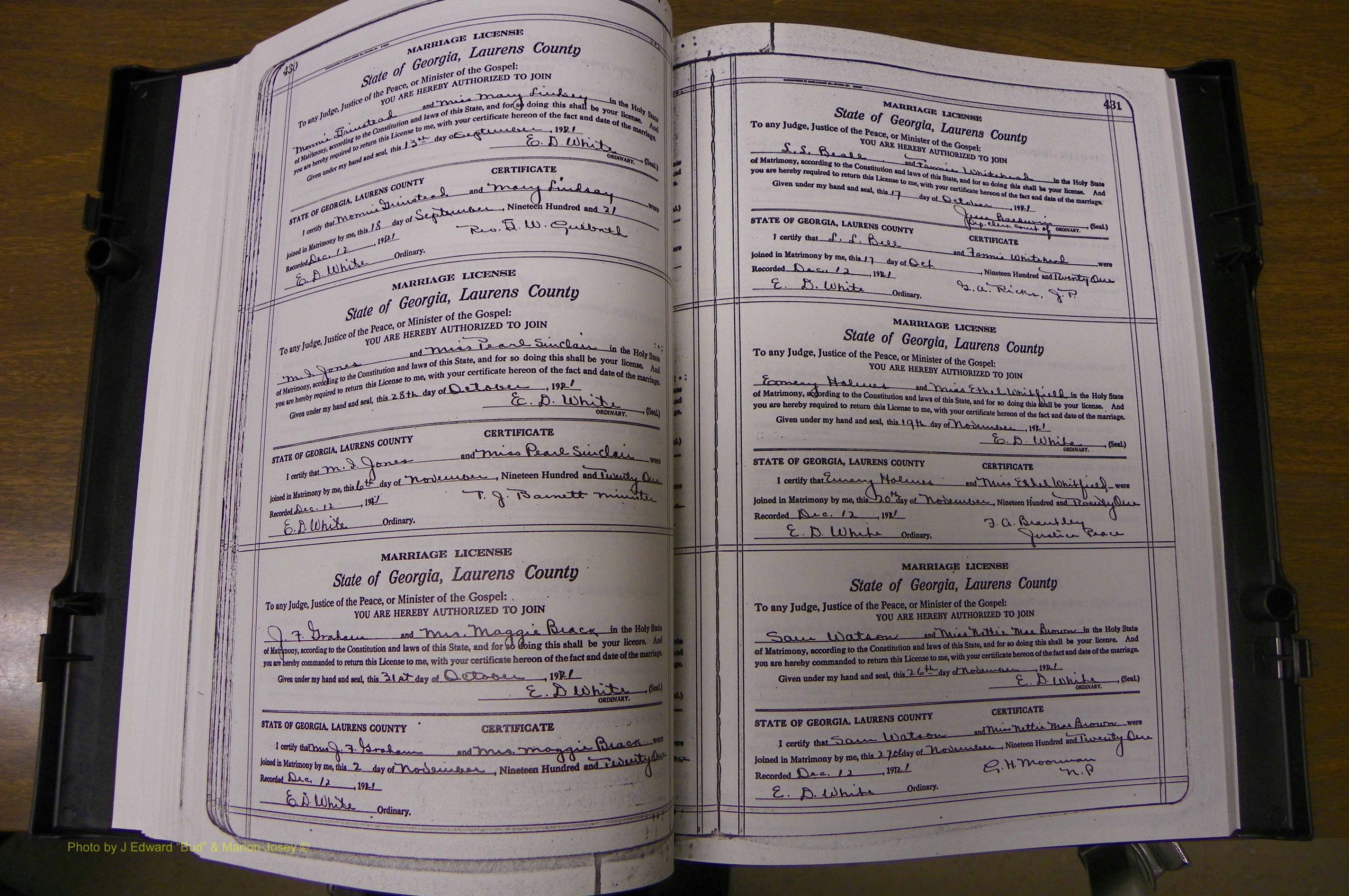 Laurens Co, GA, Marriages Book P, 1915 - 1924, White, P 430-431.JPG