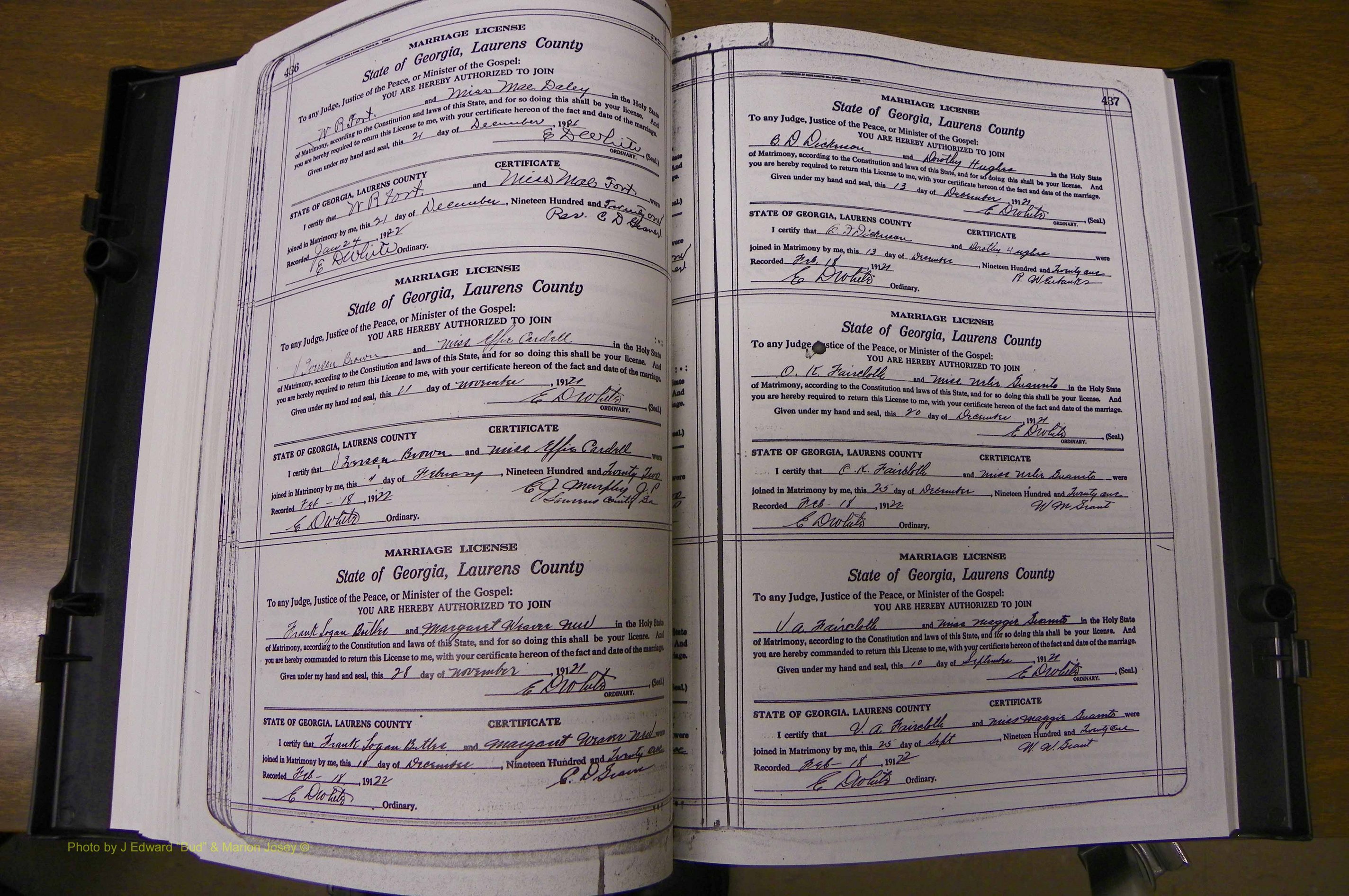 Laurens Co, GA, Marriages Book P, 1915 - 1924, White, P 436-437.JPG