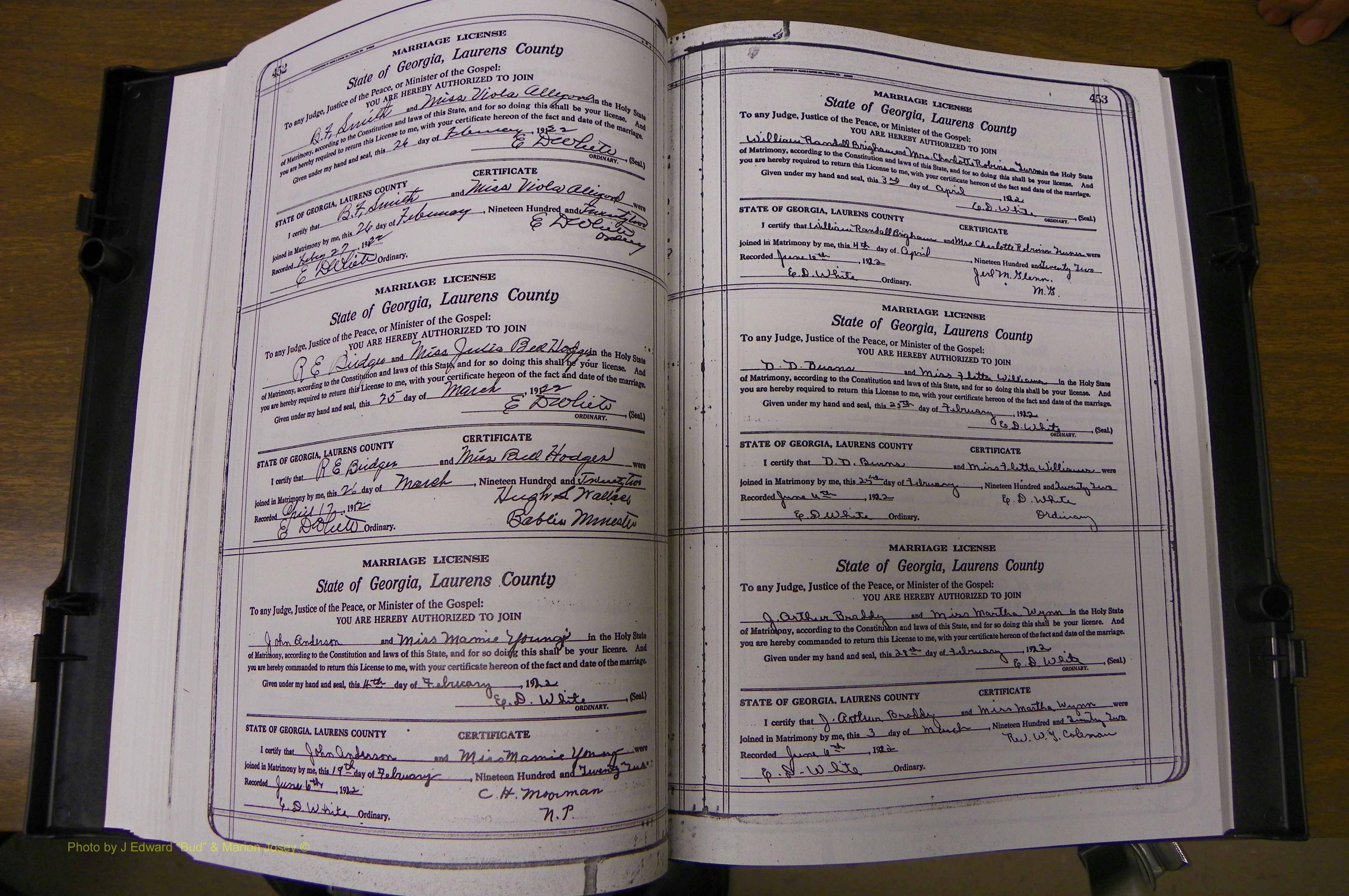 Laurens Co, GA, Marriages Book P, 1915 - 1924, White, P 452-453.JPG