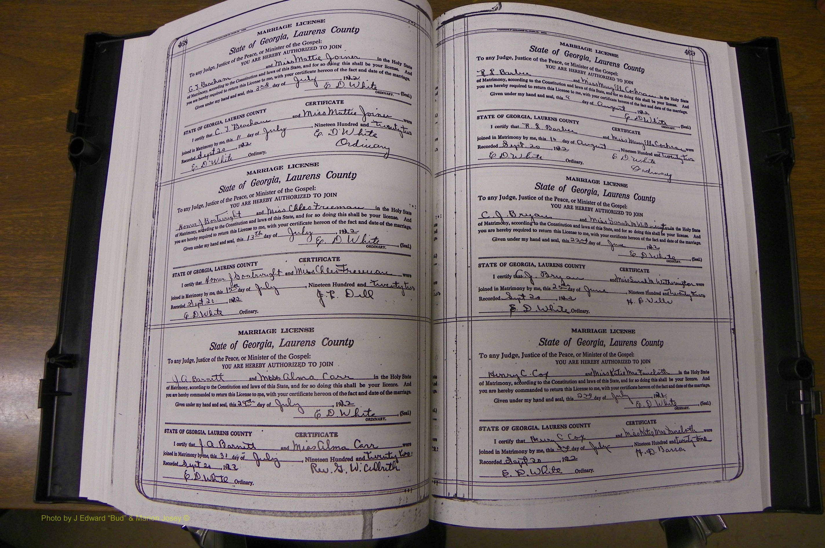 Laurens Co, GA, Marriages Book P, 1915 - 1924, White, P 468-469.JPG