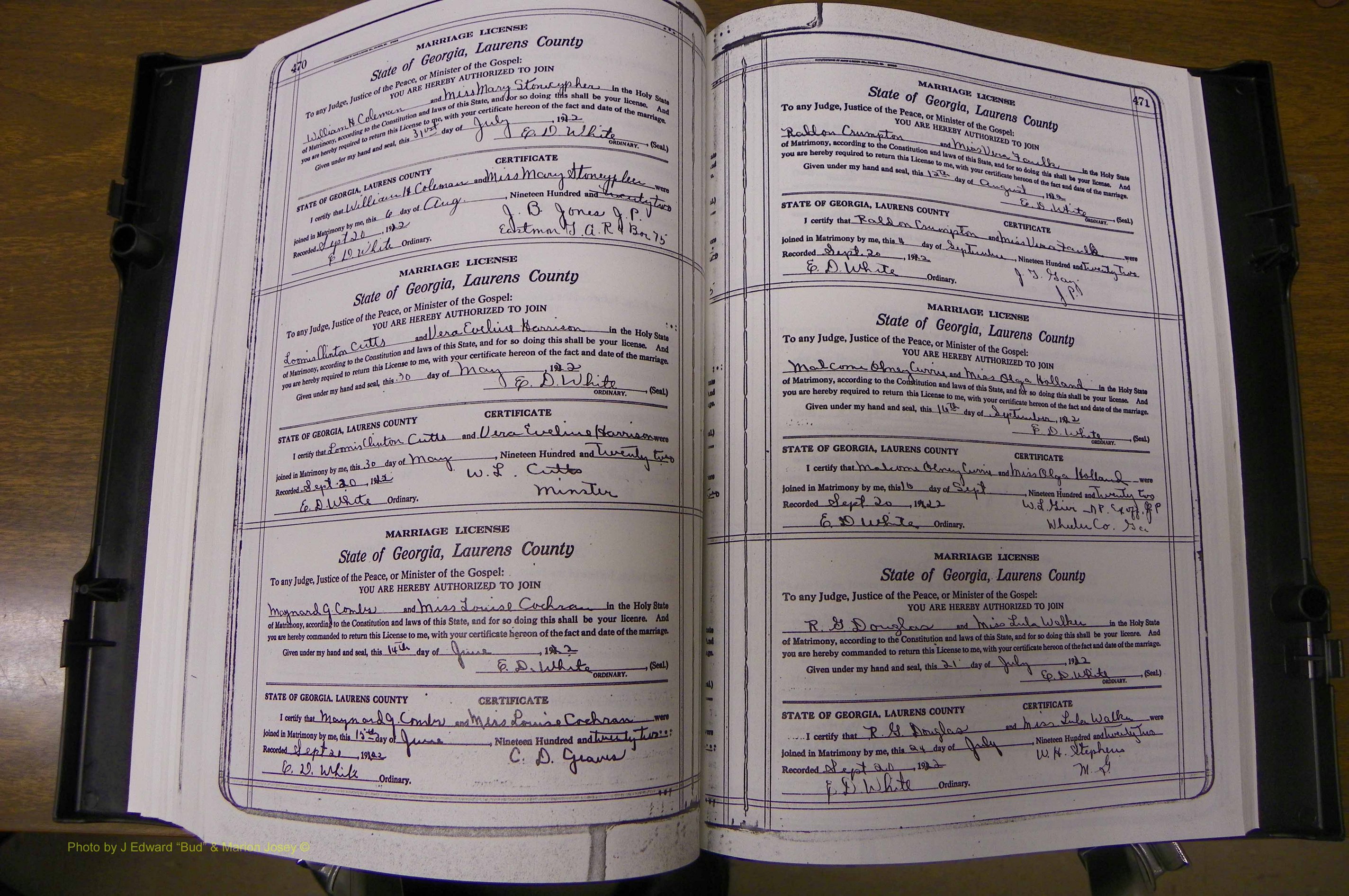 Laurens Co, GA, Marriages Book P, 1915 - 1924, White, P 470-471.JPG