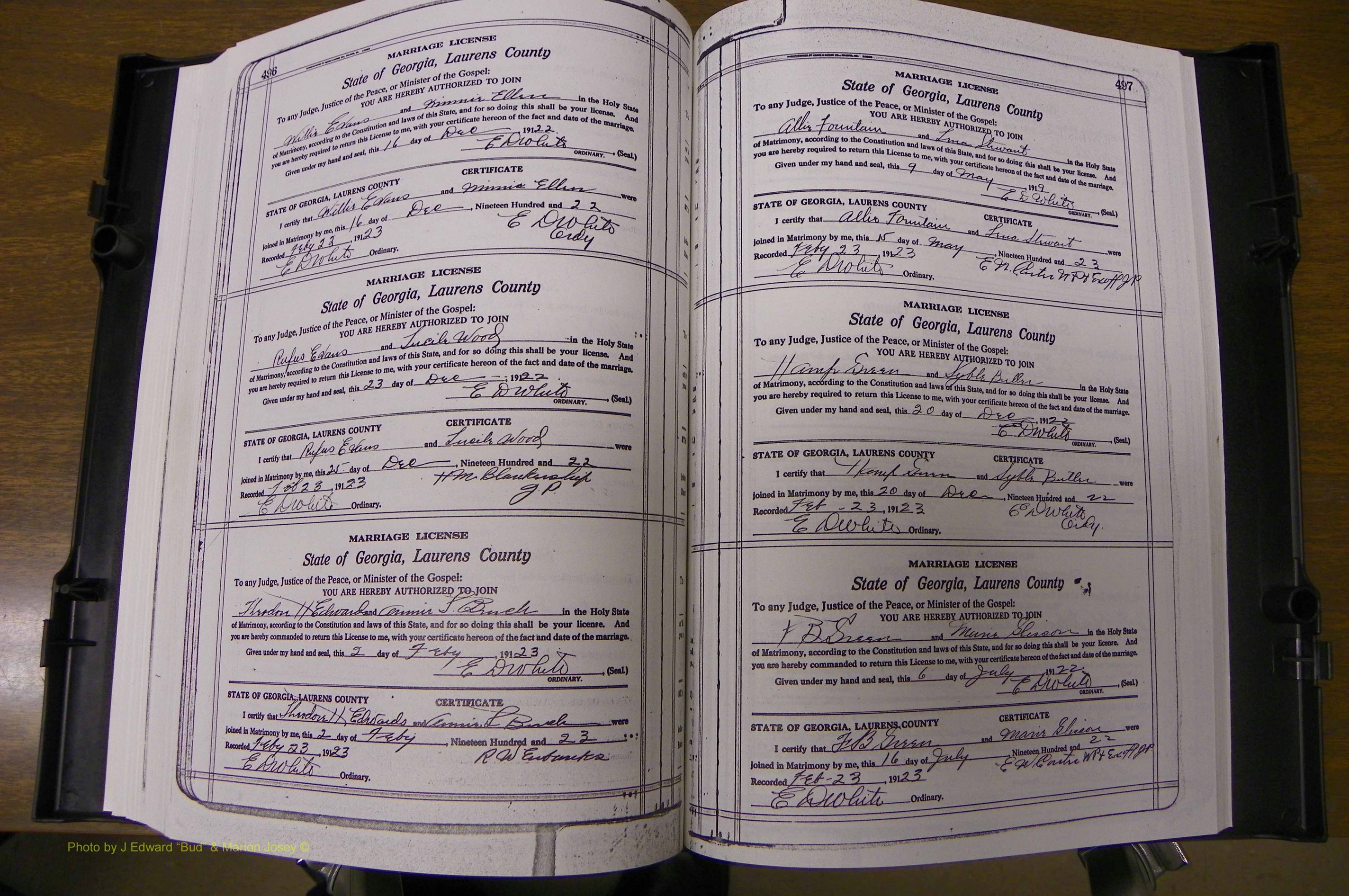 Laurens Co, GA, Marriages Book P, 1915 - 1924, White, P 496-497.JPG