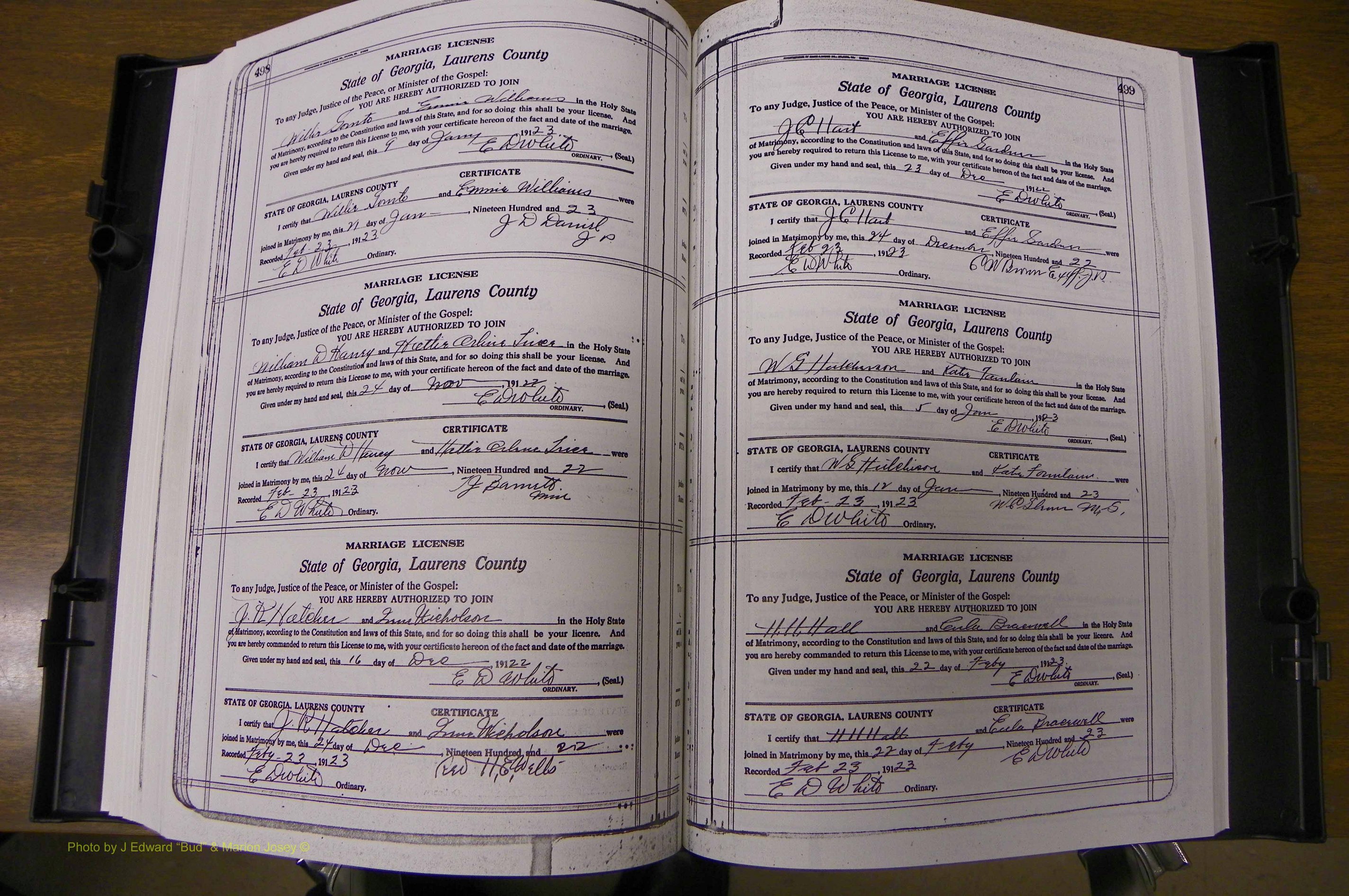 Laurens Co, GA, Marriages Book P, 1915 - 1924, White, P 498-499.JPG