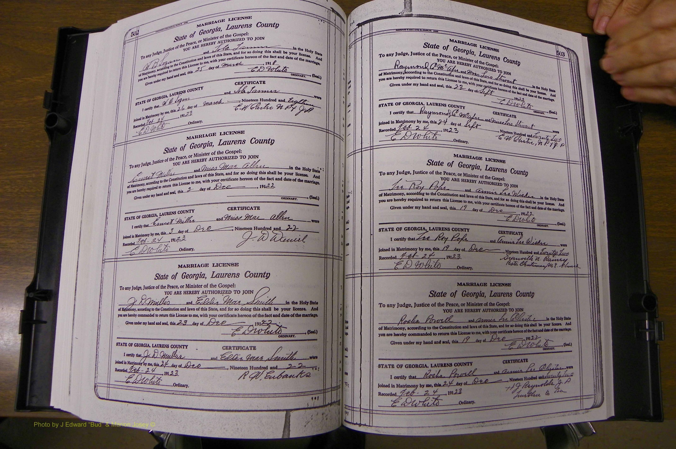 Laurens Co, GA, Marriages Book P, 1915 - 1924, White, P 502-503.JPG