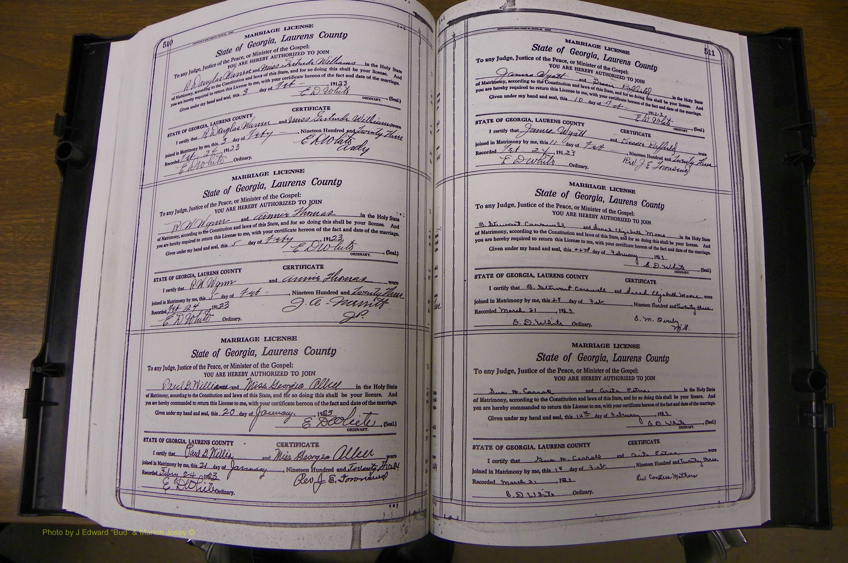 Laurens Co, GA, Marriages Book P, 1915 - 1924, White, P 510-511.JPG