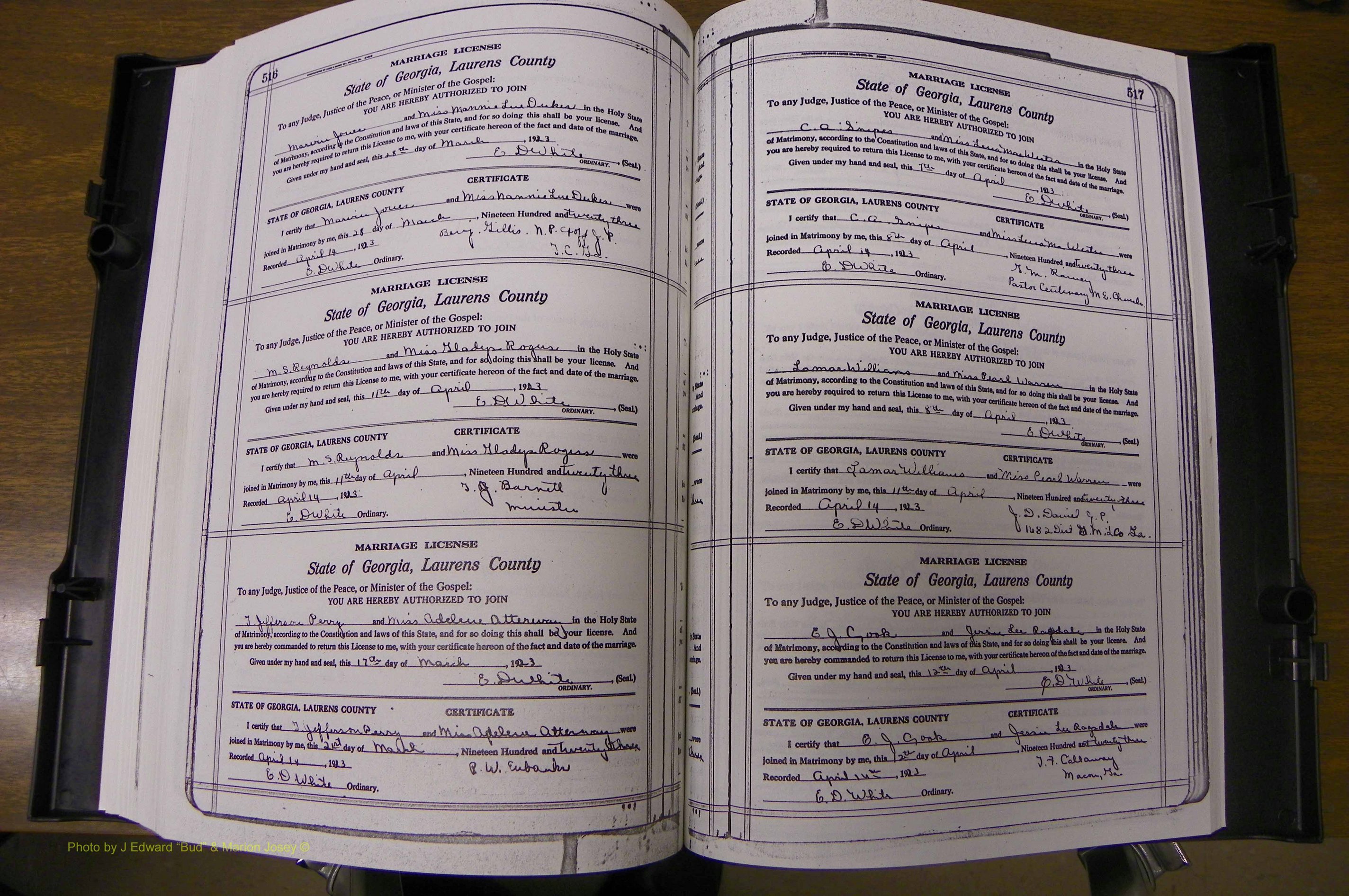 Laurens Co, GA, Marriages Book P, 1915 - 1924, White, P 516-517.JPG