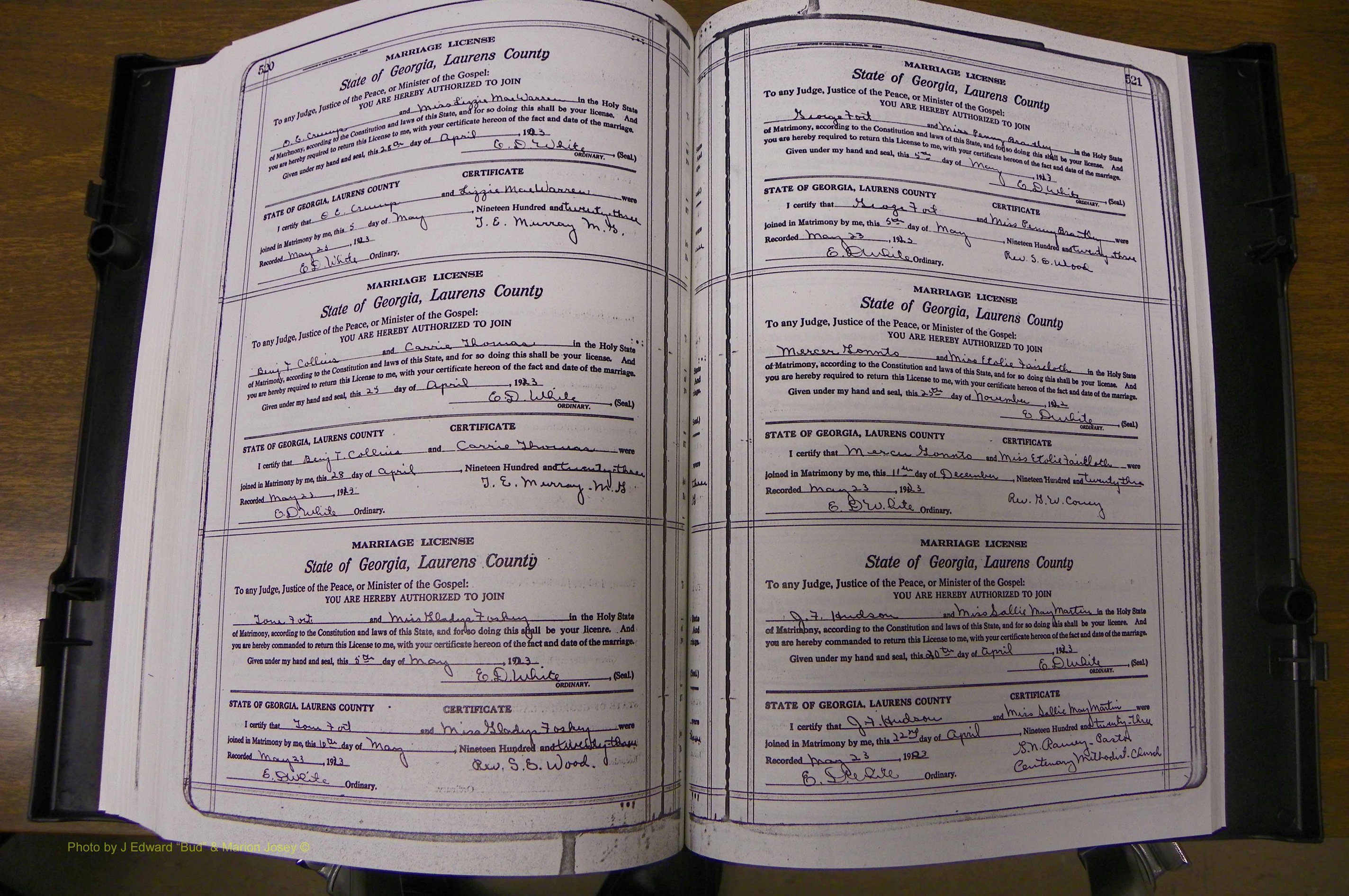 Laurens Co, GA, Marriages Book P, 1915 - 1924, White, P 520-521.JPG