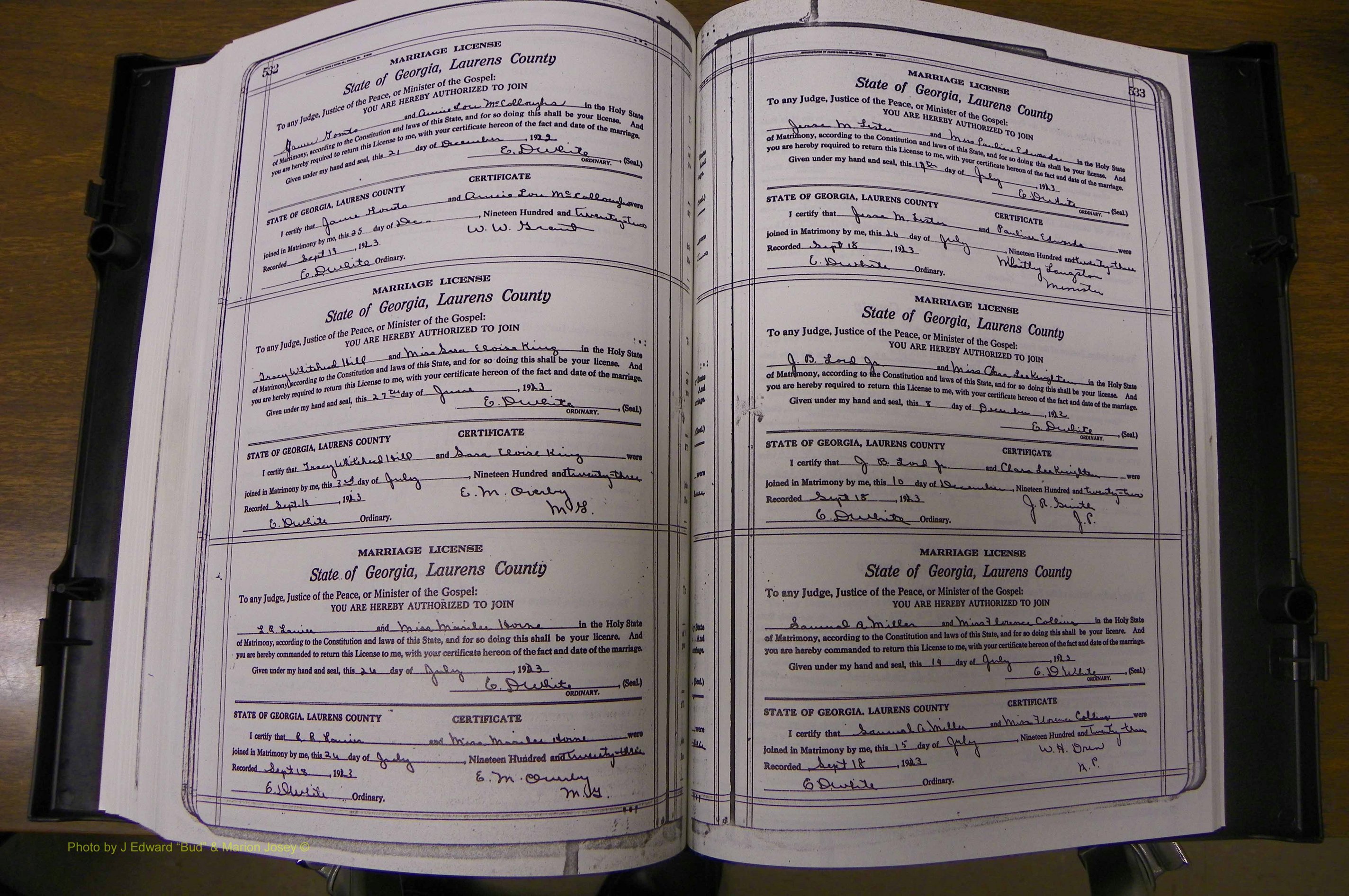 Laurens Co, GA, Marriages Book P, 1915 - 1924, White, P 532-533.JPG